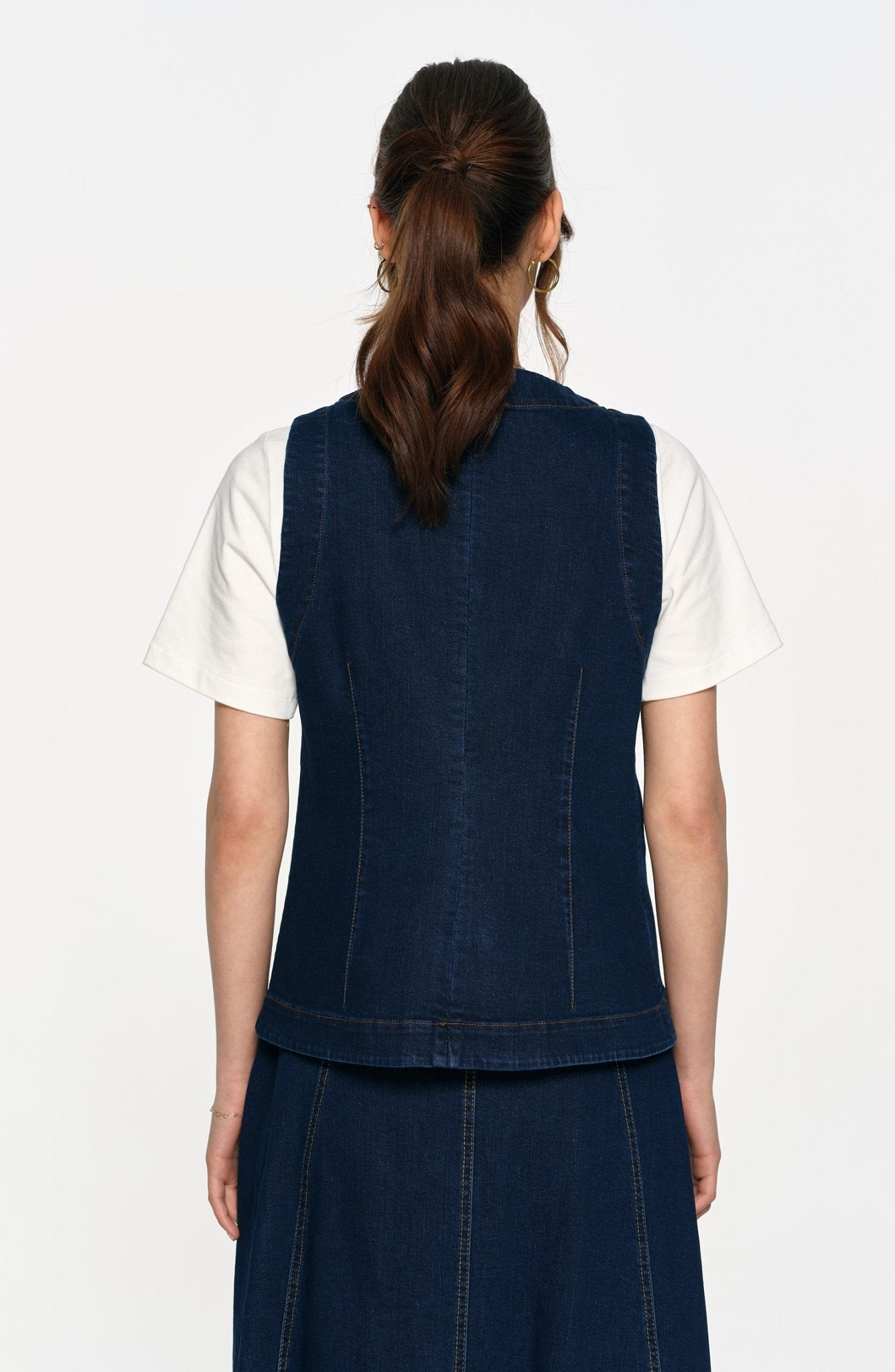 Midi Lacivert Denim Yelek - Fatma Atasoy