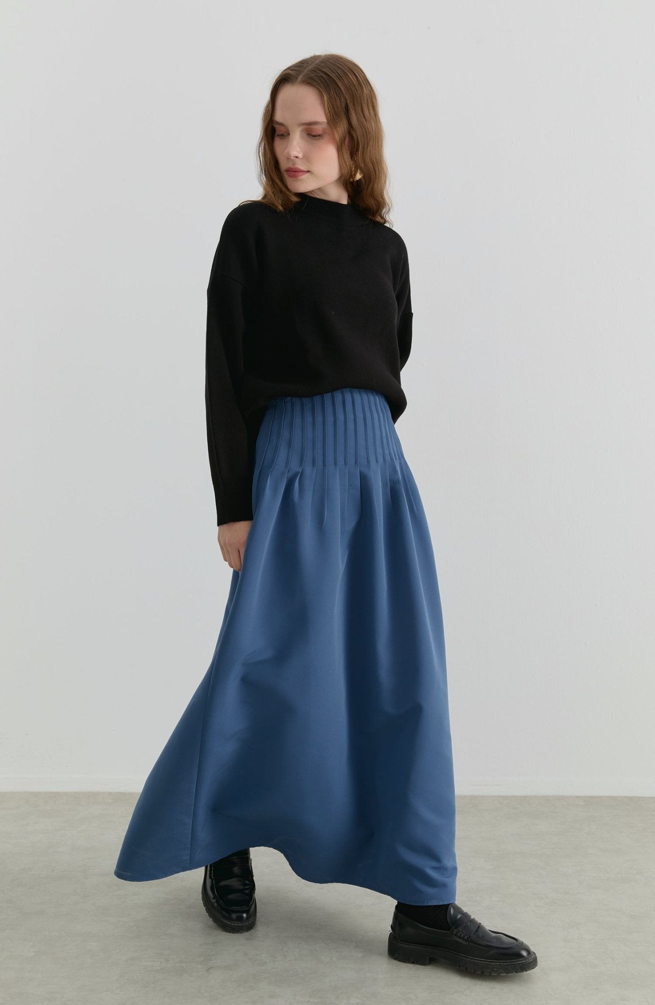 Nervürlü İndigo Trenç Etek - Fatma Atasoy