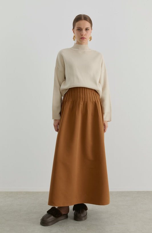 Nervürlü Kiremit Trenç Etek - Fatma Atasoy