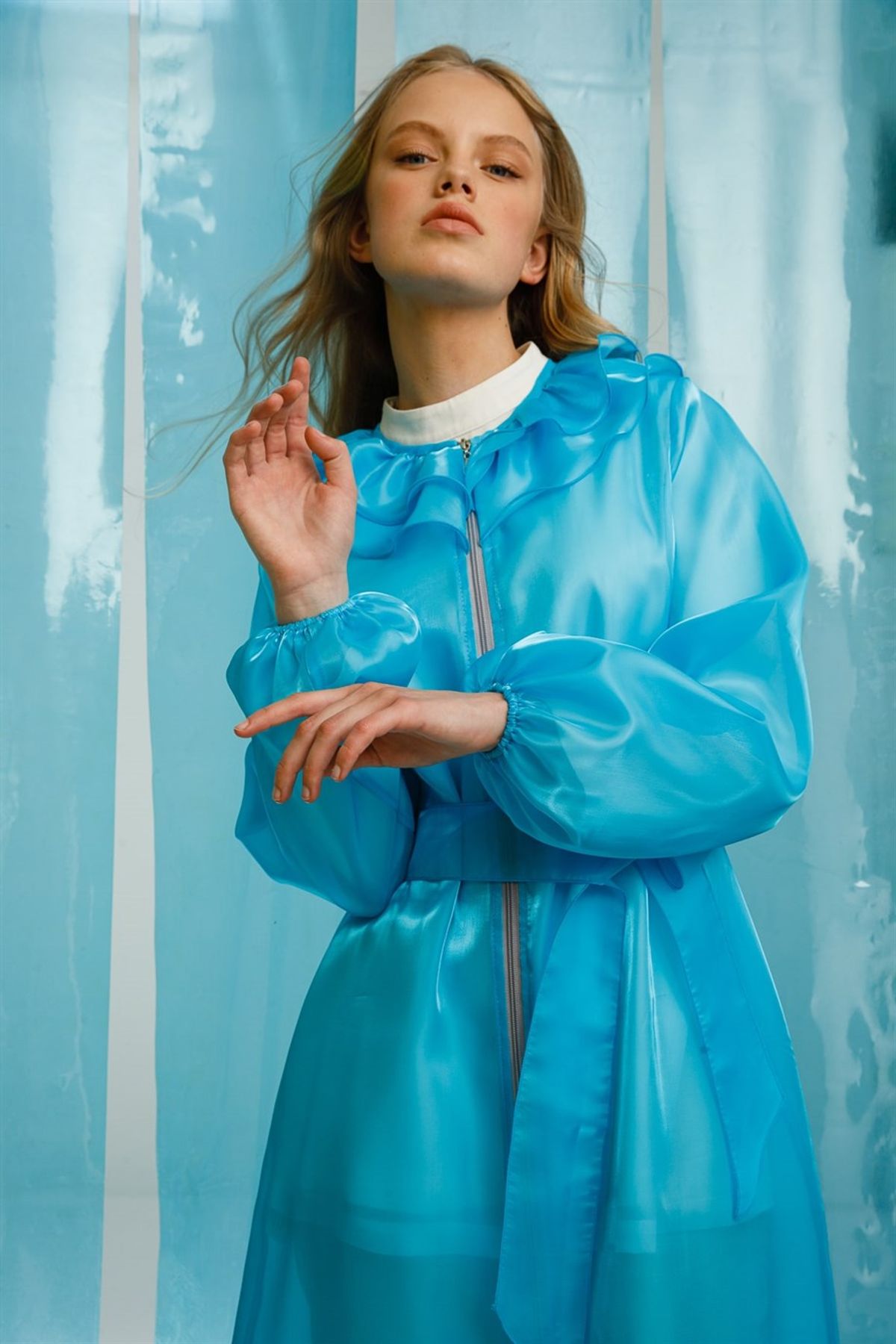 Organze Giy Çık Mavi - Fatma Atasoy