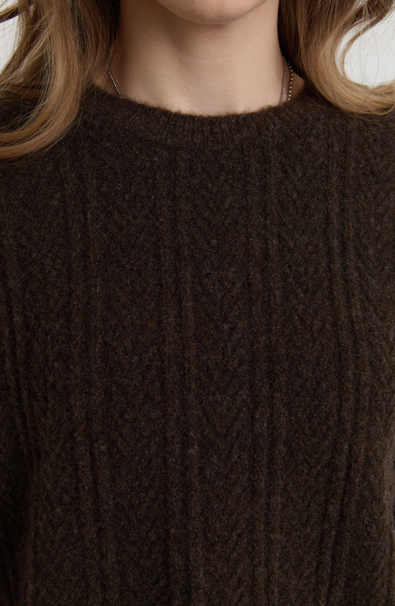 Örgü Desen Acı Kahve Yumoş Triko Etekli İkili Takım - Fatma Atasoy