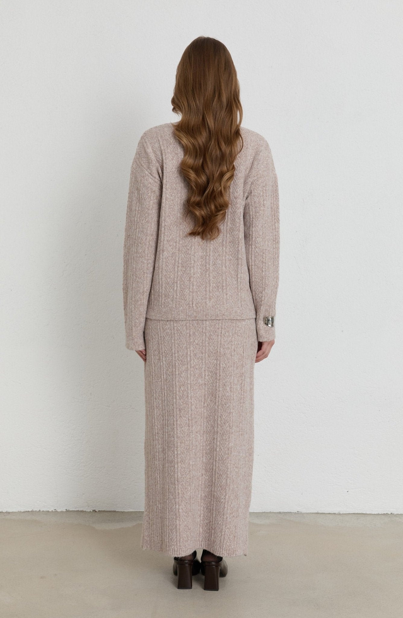 Örgü Desen Taş Yumoş Triko Etekli İkili Takım - Fatma Atasoy