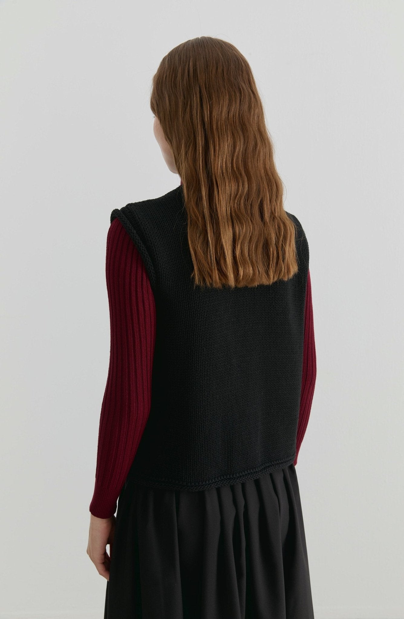 Örgü Siyah Kısa Triko Yelek - Fatma Atasoy