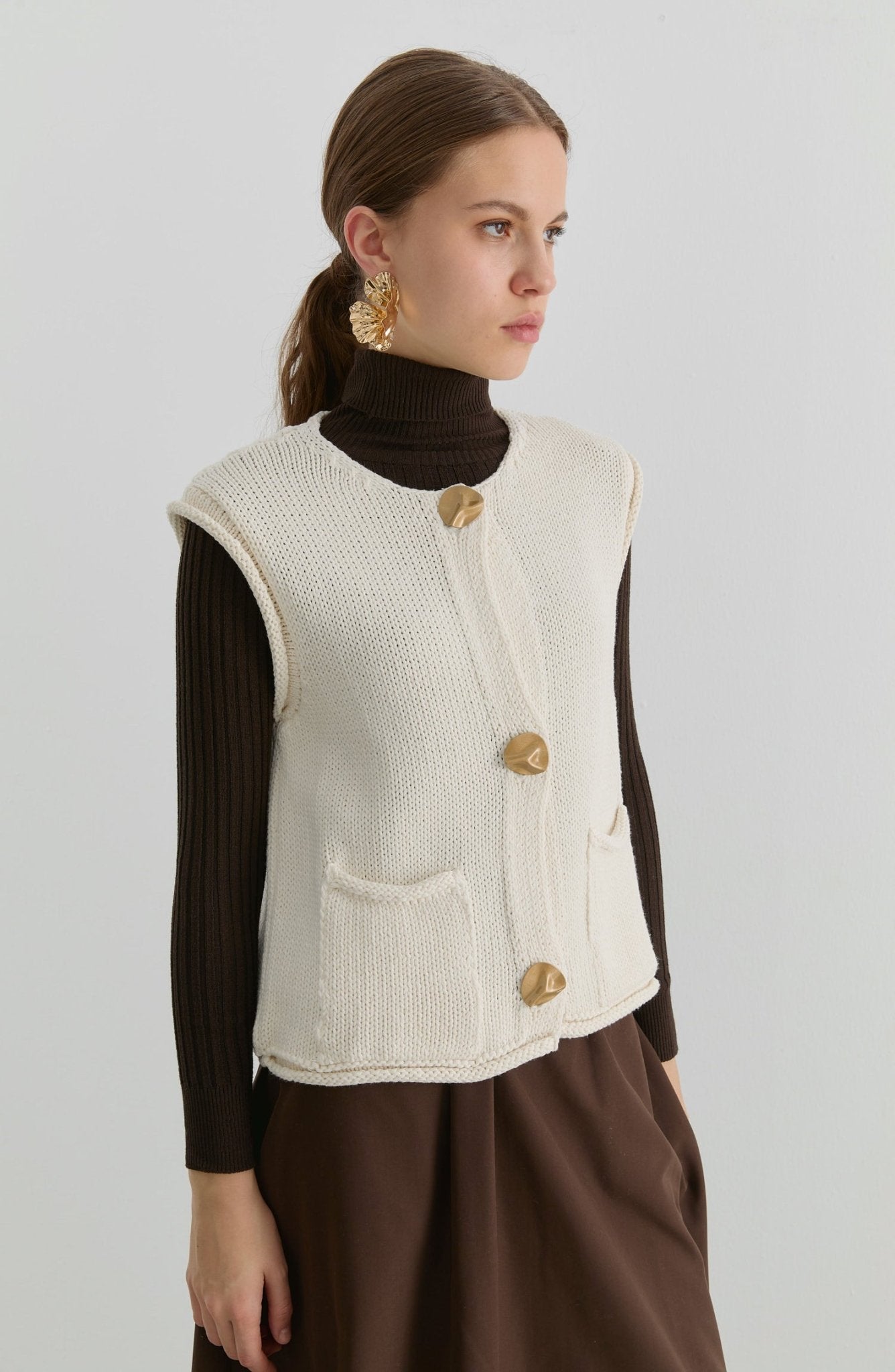 Örgü Taş Kısa Triko Yelek - Fatma Atasoy