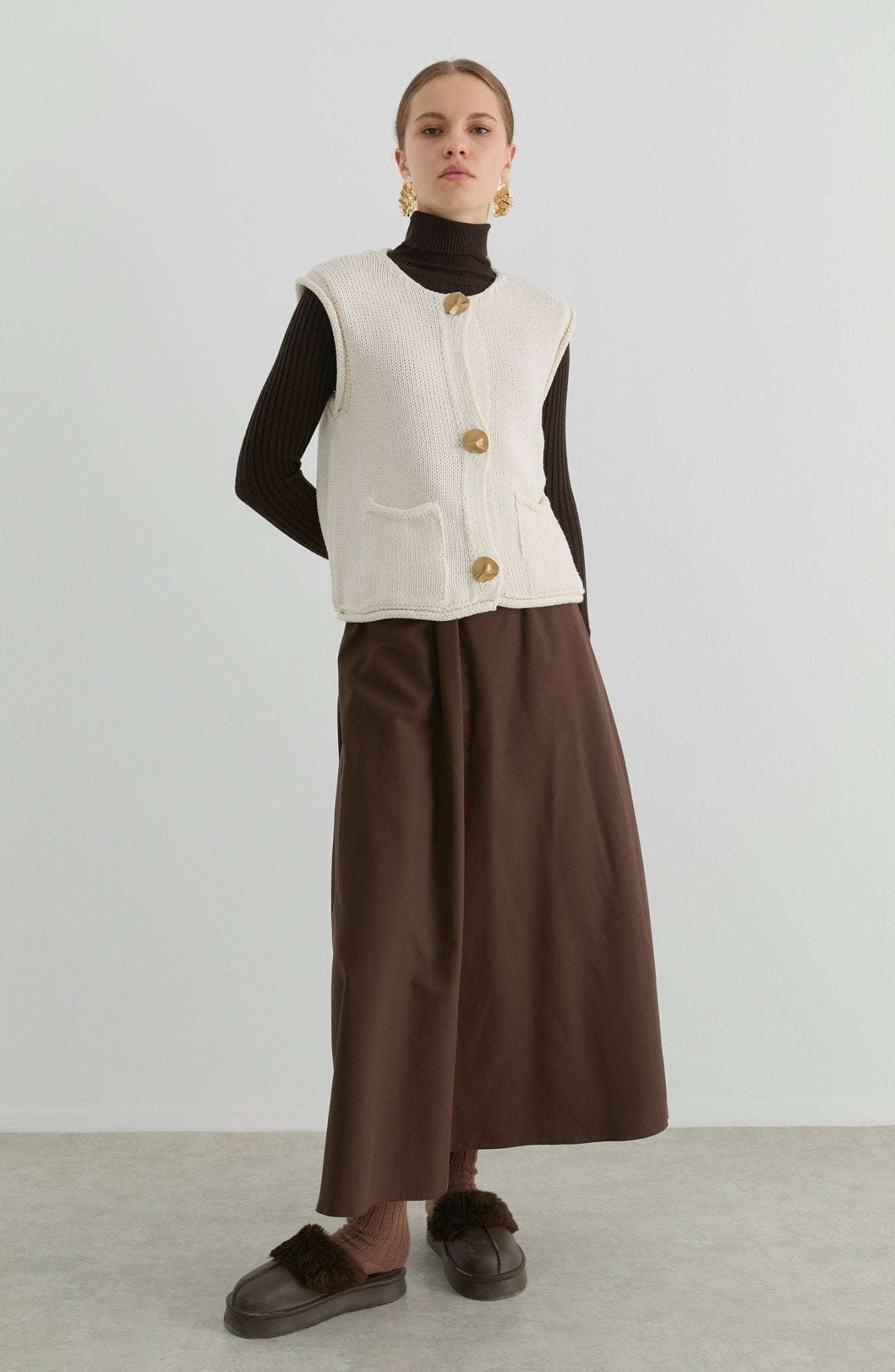 Örgü Taş Kısa Triko Yelek - Fatma Atasoy