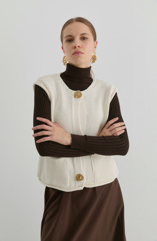 Örgü Taş Kısa Triko Yelek - Fatma Atasoy