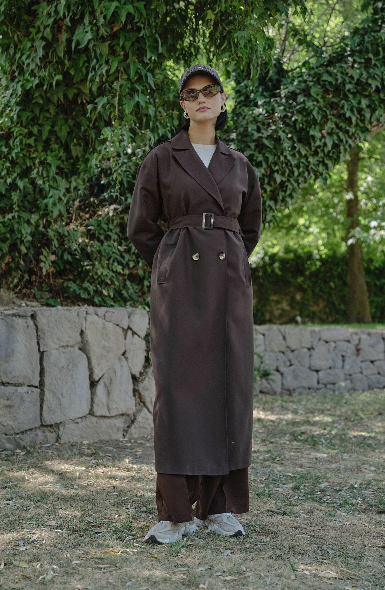 Oversize Acı Kahve Maksi Trençkot - Fatma Atasoy