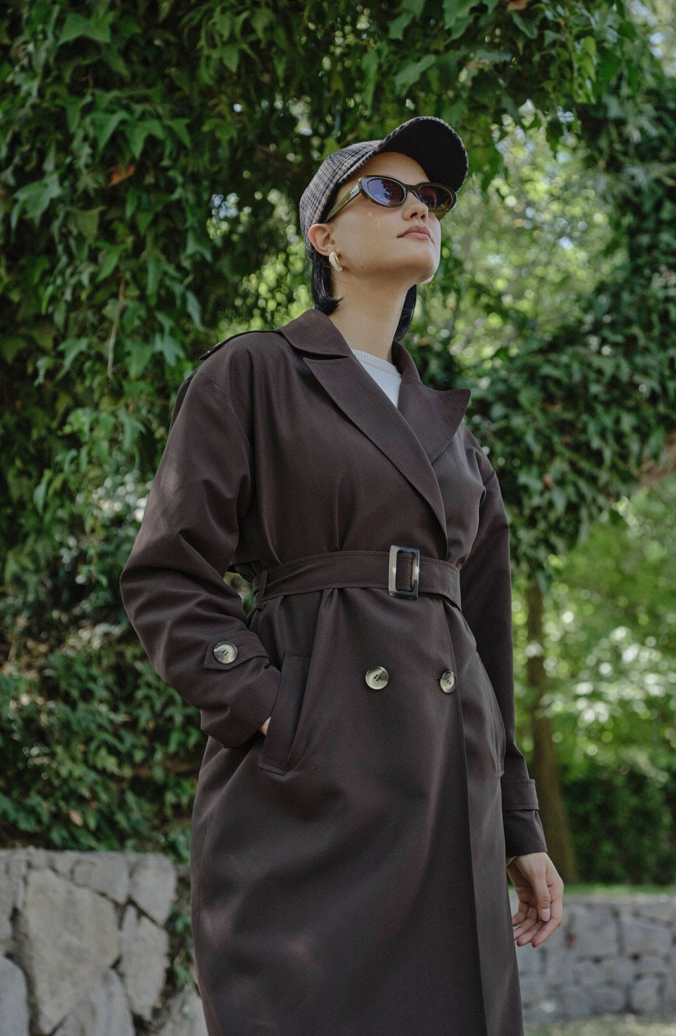 Oversize Acı Kahve Maksi Trençkot - Fatma Atasoy
