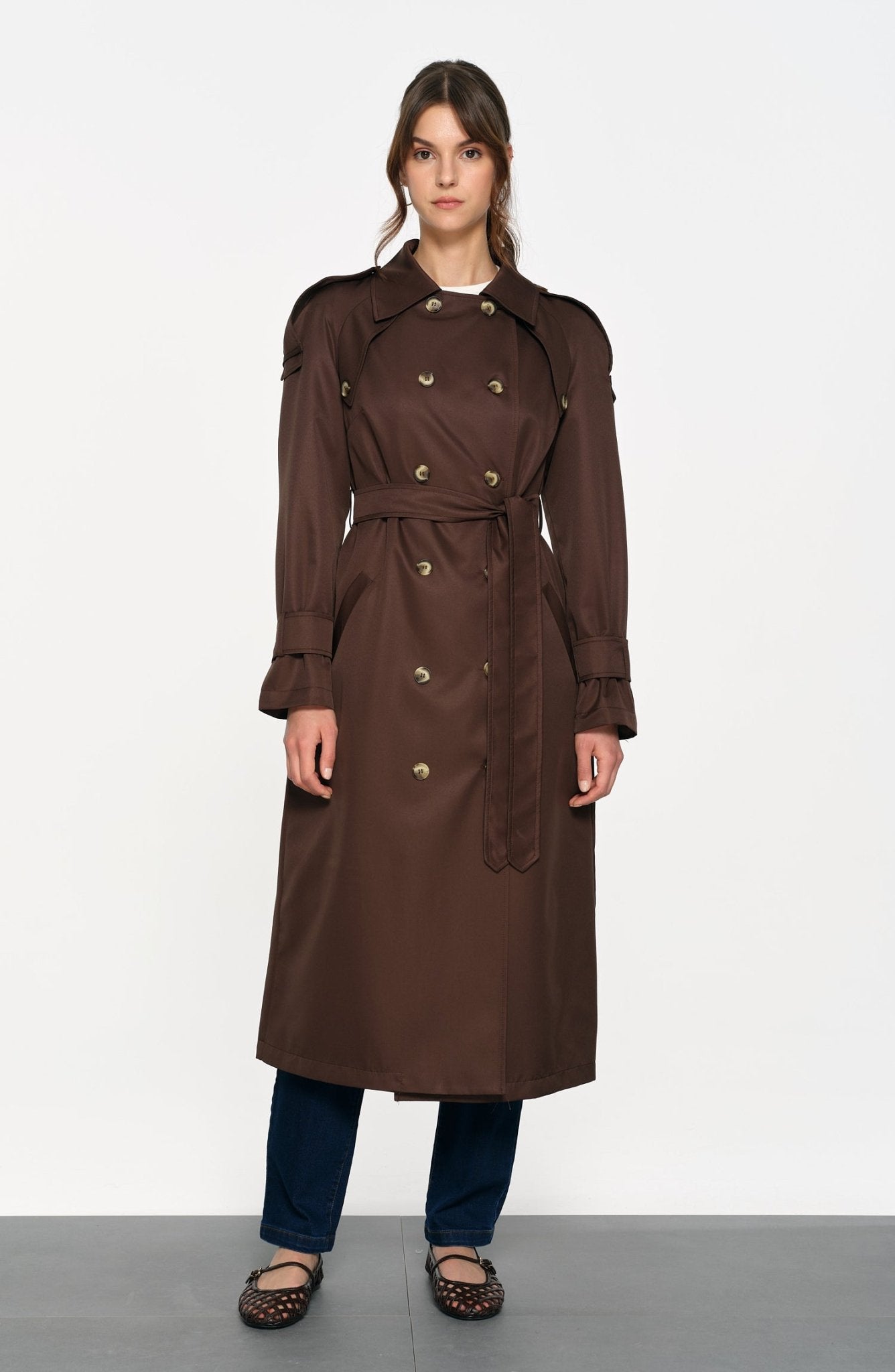 Oversize Acı Kahve Trençkot - Fatma Atasoy