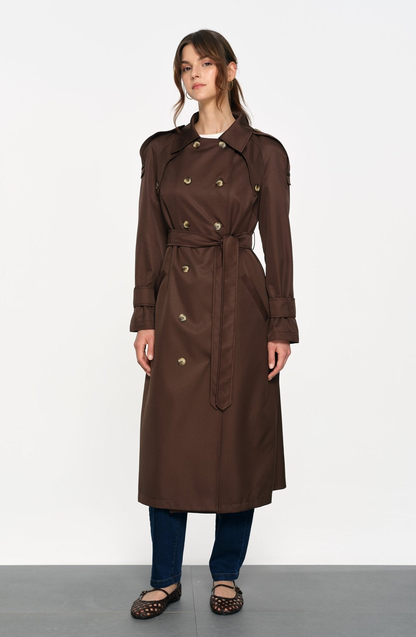 Oversize Acı Kahve Trençkot - Fatma Atasoy