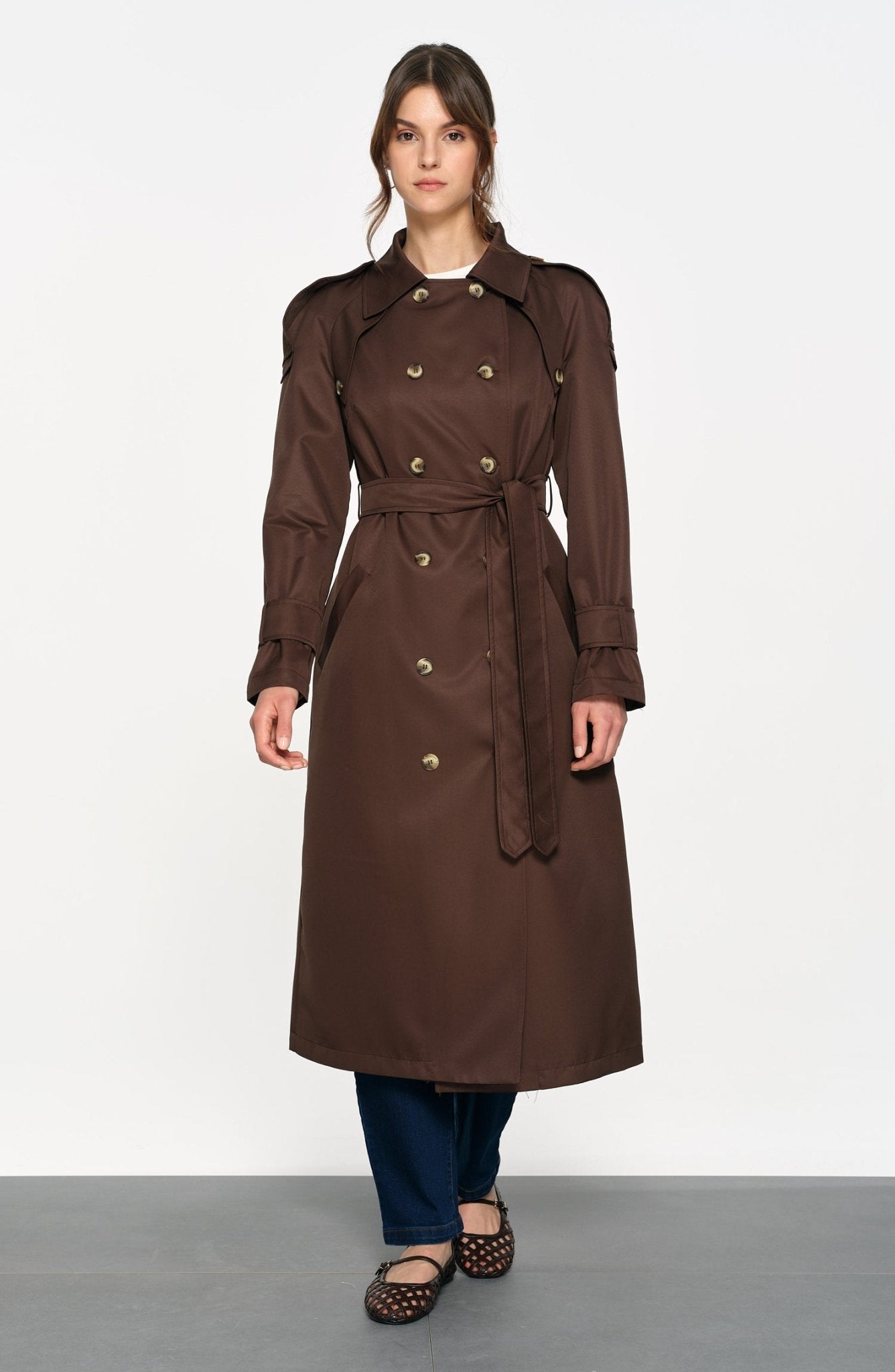 Oversize Acı Kahve Trençkot - Fatma Atasoy