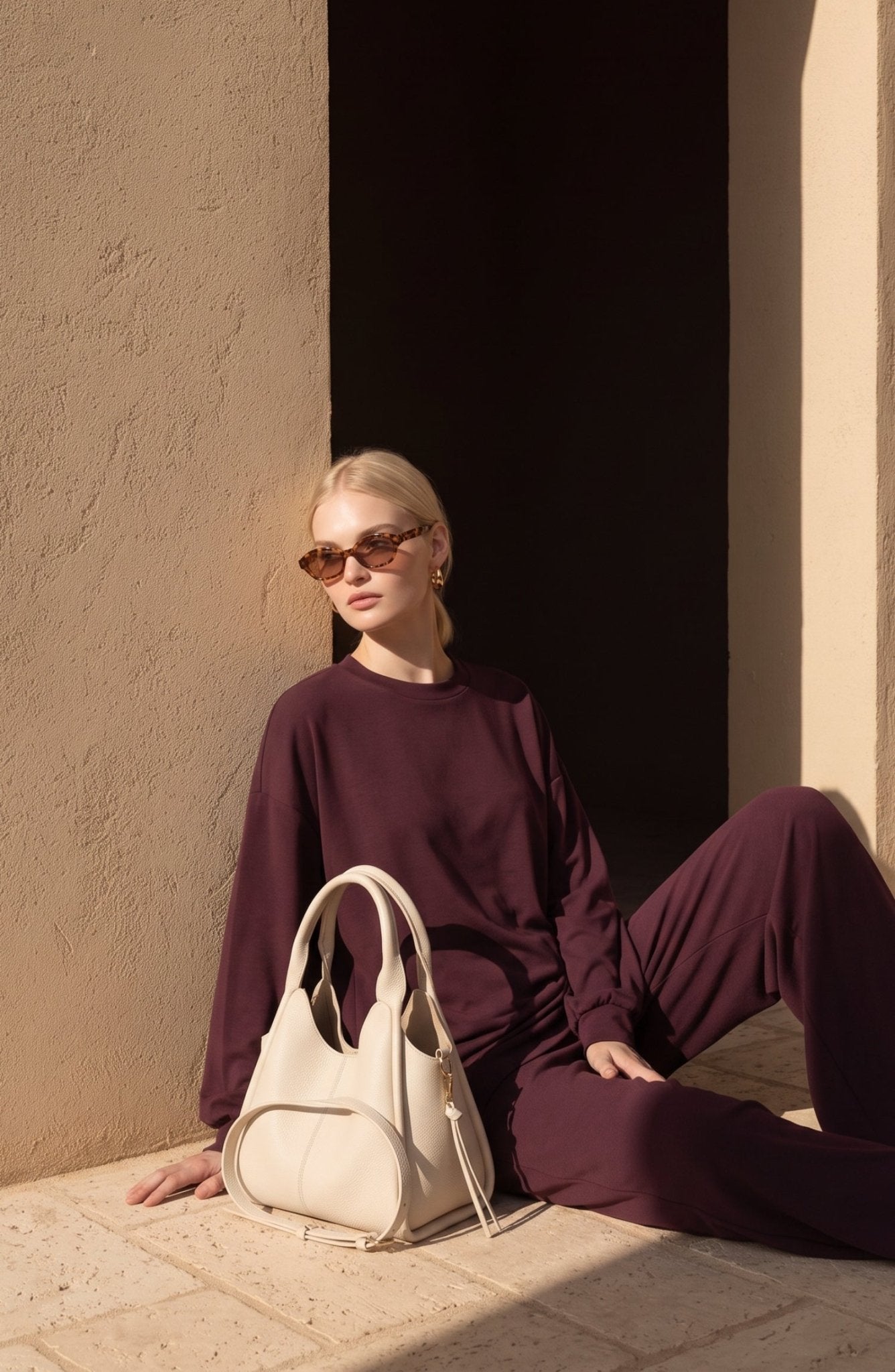 Oversize Basic Mürdüm Soft Touch Modal Eşofman Takımı - Fatma Atasoy