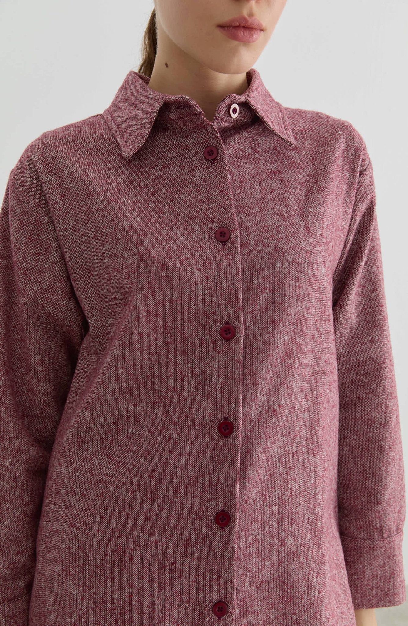 Oversize Bordo Tüvit Gömlek Ceket - Fatma Atasoy