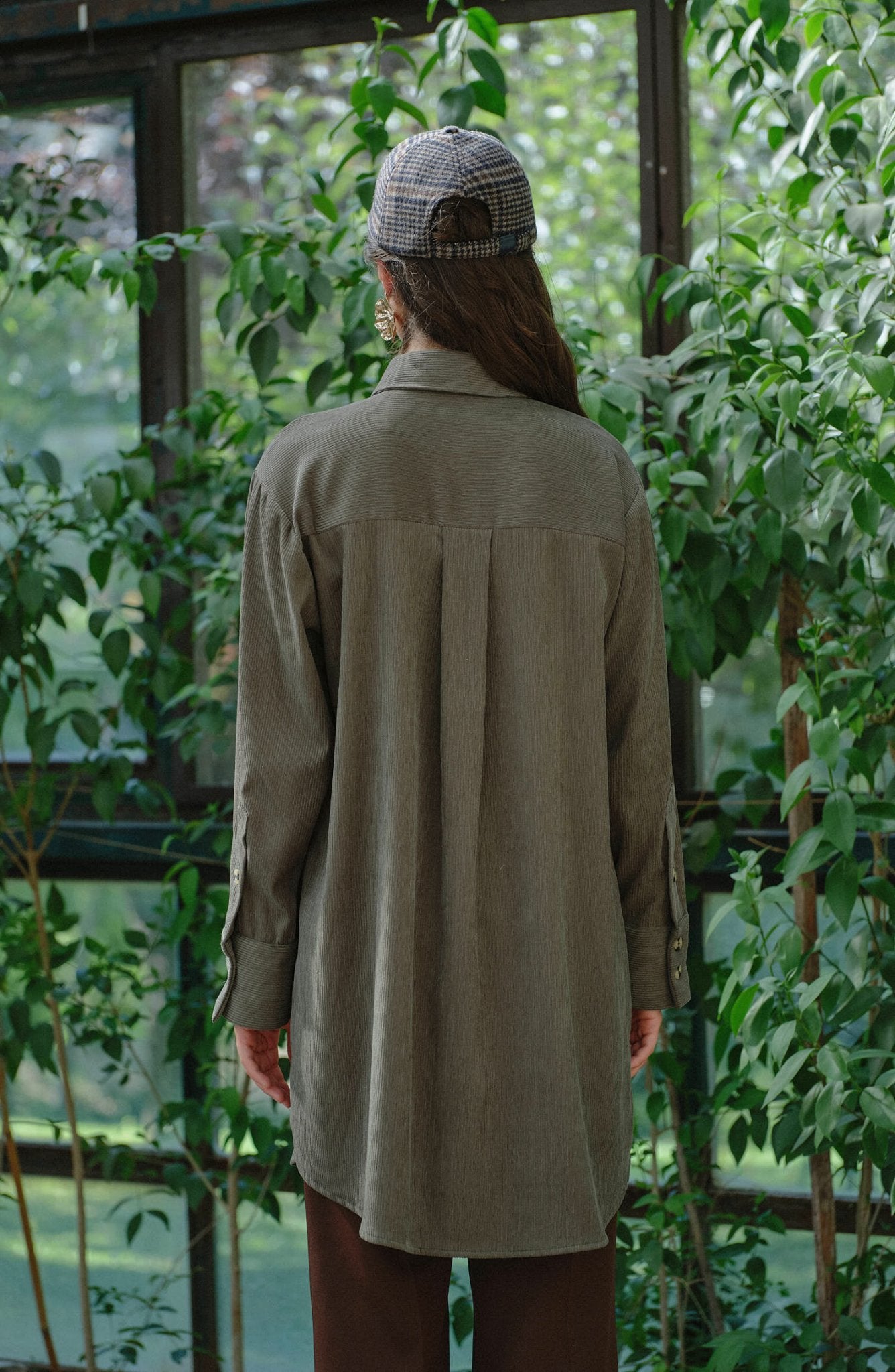 Oversize Haki Kadife Gömlek Ceket - Fatma Atasoy