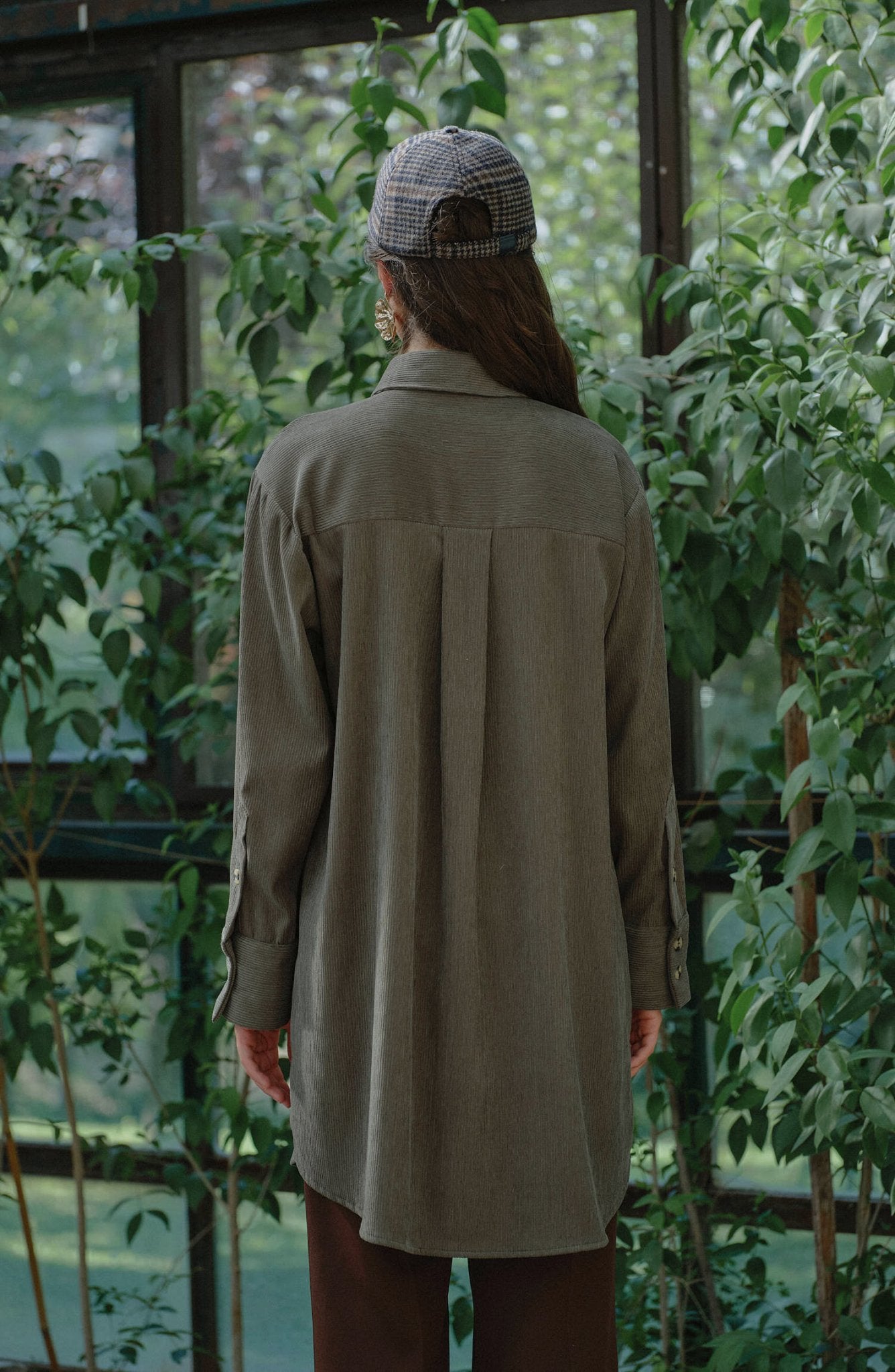 Oversize Haki Kadife Gömlek Ceket - Fatma Atasoy