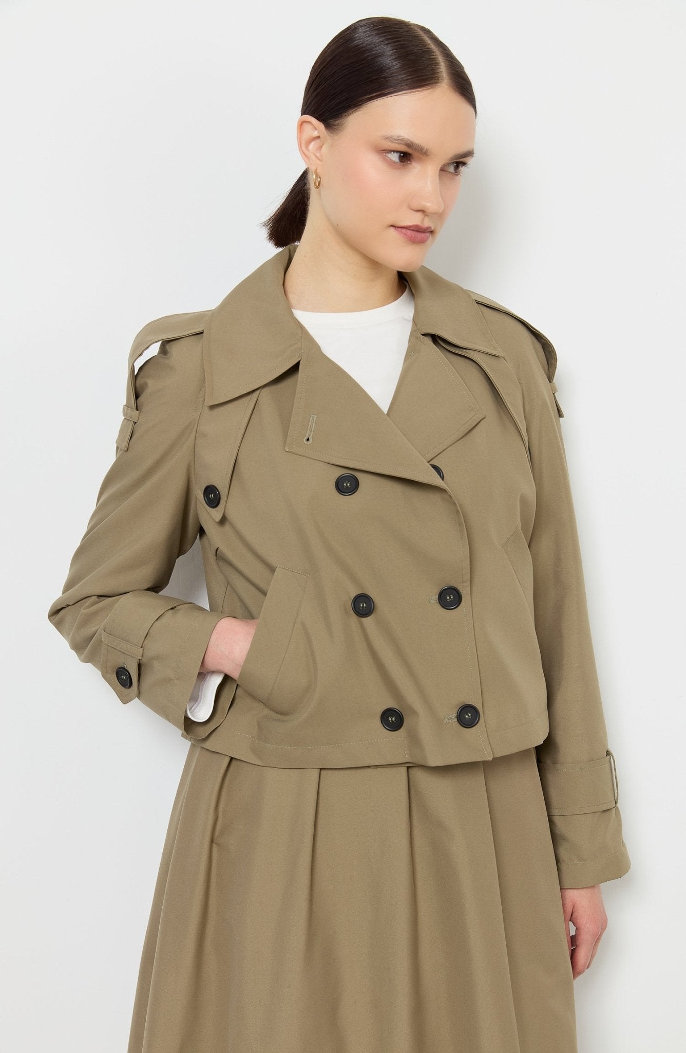 Oversize Haki Kısa Trençkot - Fatma Atasoy