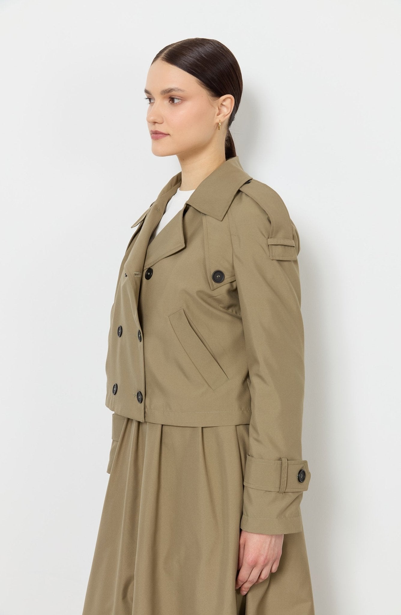 Oversize Haki Kısa Trençkot - Fatma Atasoy