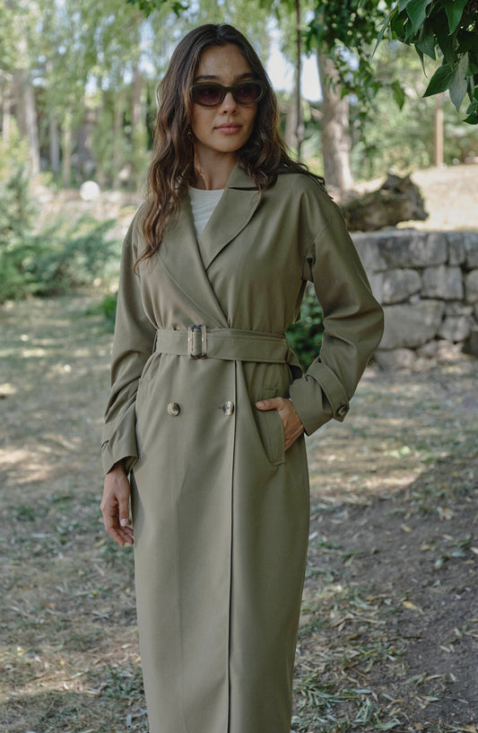 Oversize Haki Maksi Trençkot - Fatma Atasoy