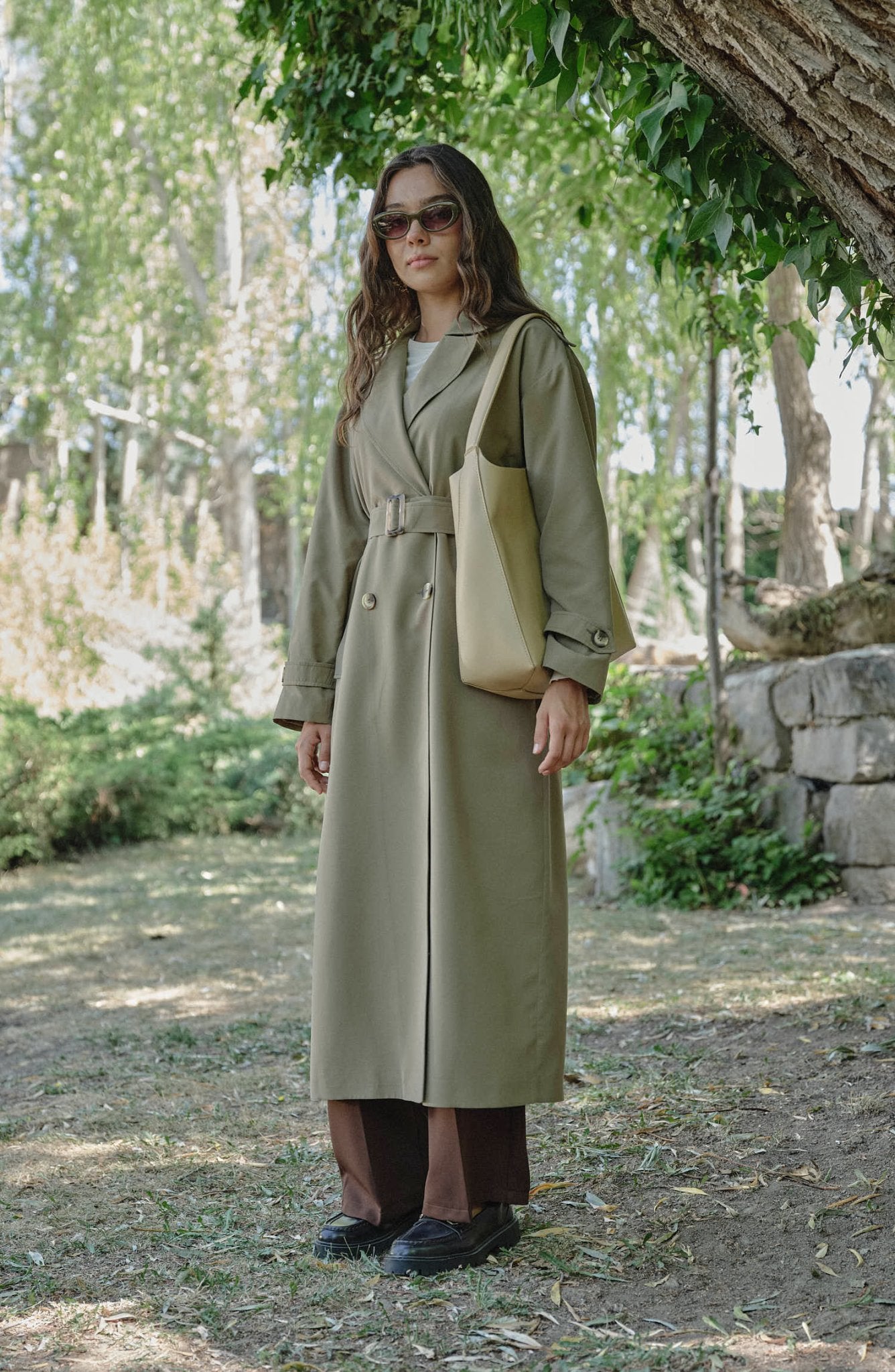 Oversize Haki Maksi Trençkot - Fatma Atasoy