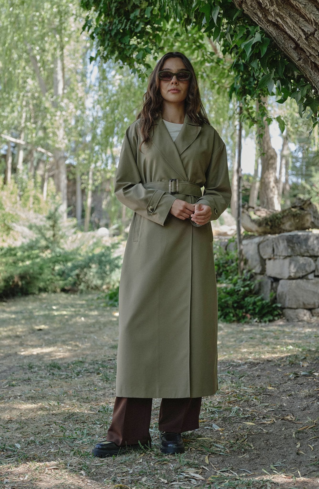 Oversize Haki Maksi Trençkot - Fatma Atasoy