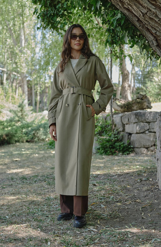 Oversize Haki Maksi Trençkot - Fatma Atasoy