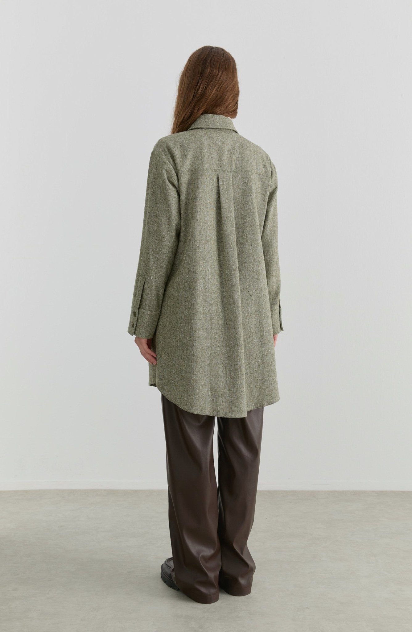 Oversize Haki Tüvit Gömlek Ceket - Fatma Atasoy