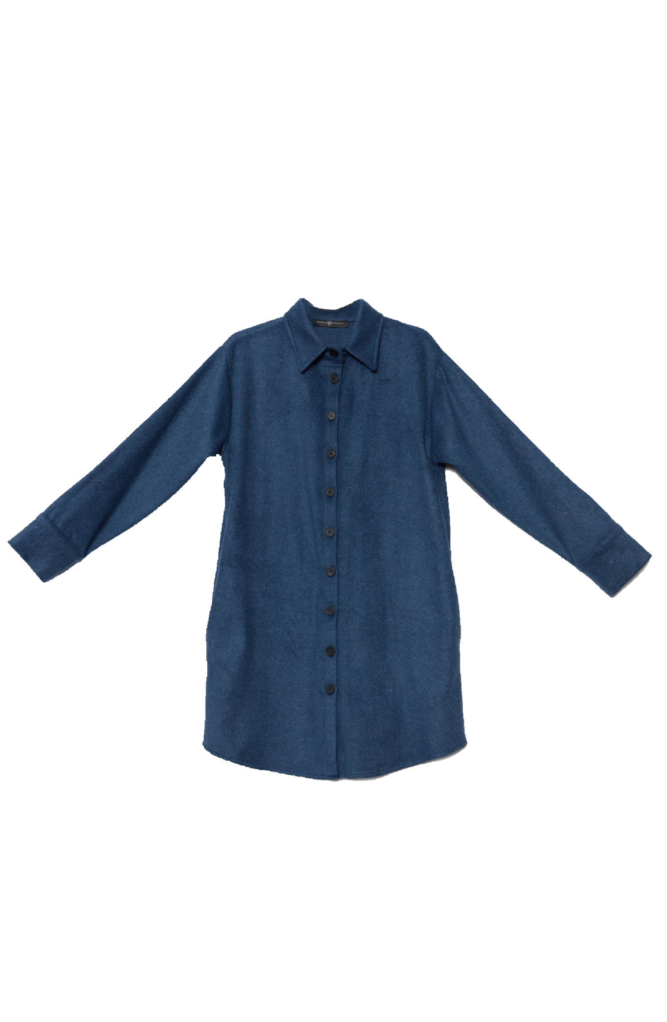 Oversize İndigo Kaşe Gömlek Ceket - Fatma Atasoy