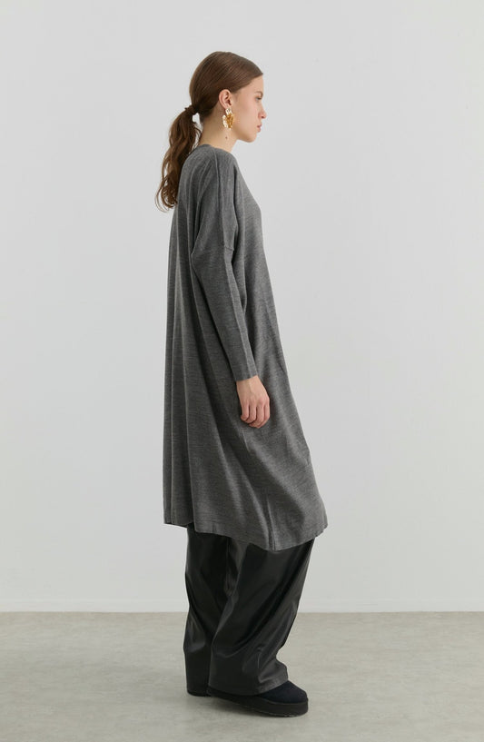 Oversize Maksi Gri Triko Tunik - Fatma Atasoy