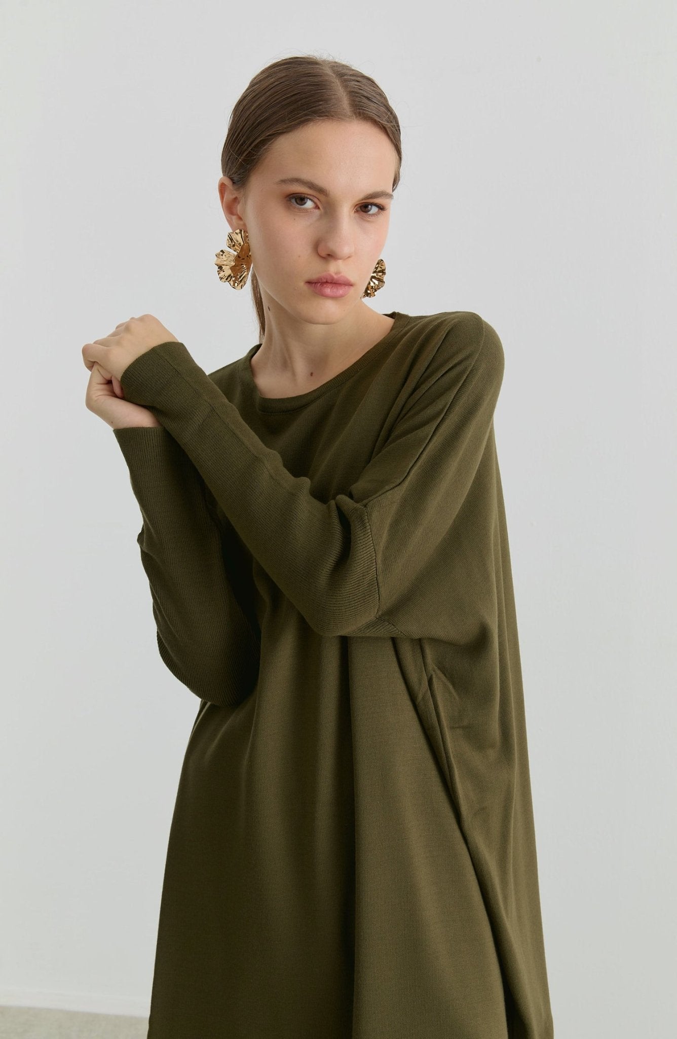 Oversize Maksi Haki Triko Tunik - Fatma Atasoy