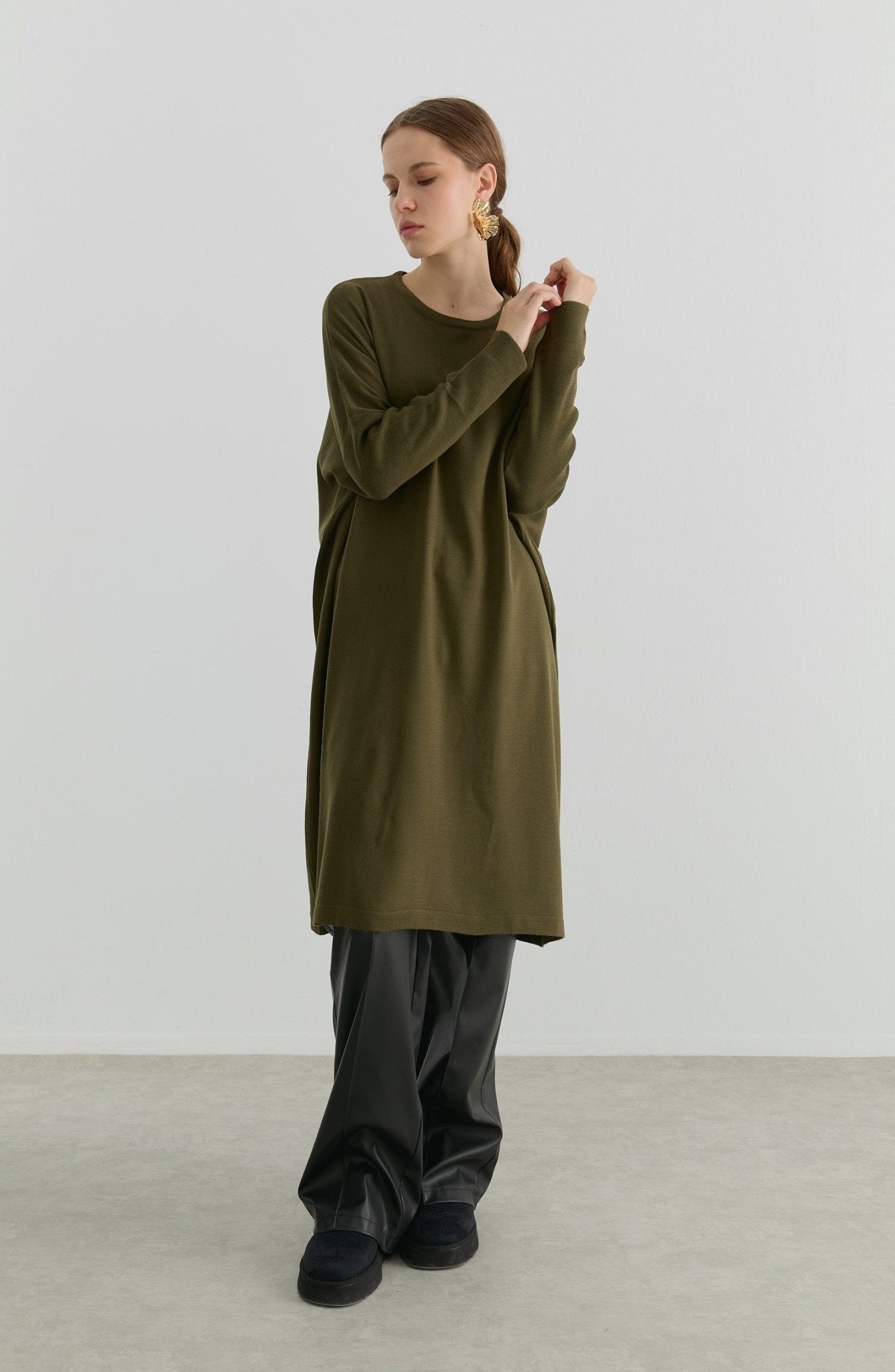 Oversize Maksi Haki Triko Tunik - Fatma Atasoy