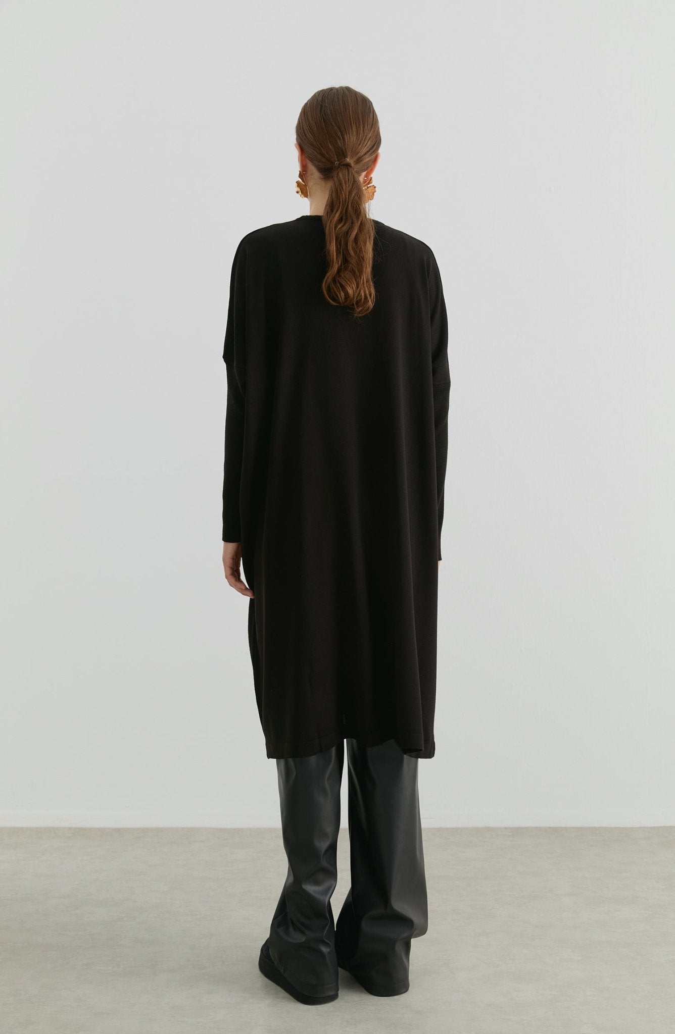 Oversize Maksi Siyah Triko Tunik - Fatma Atasoy