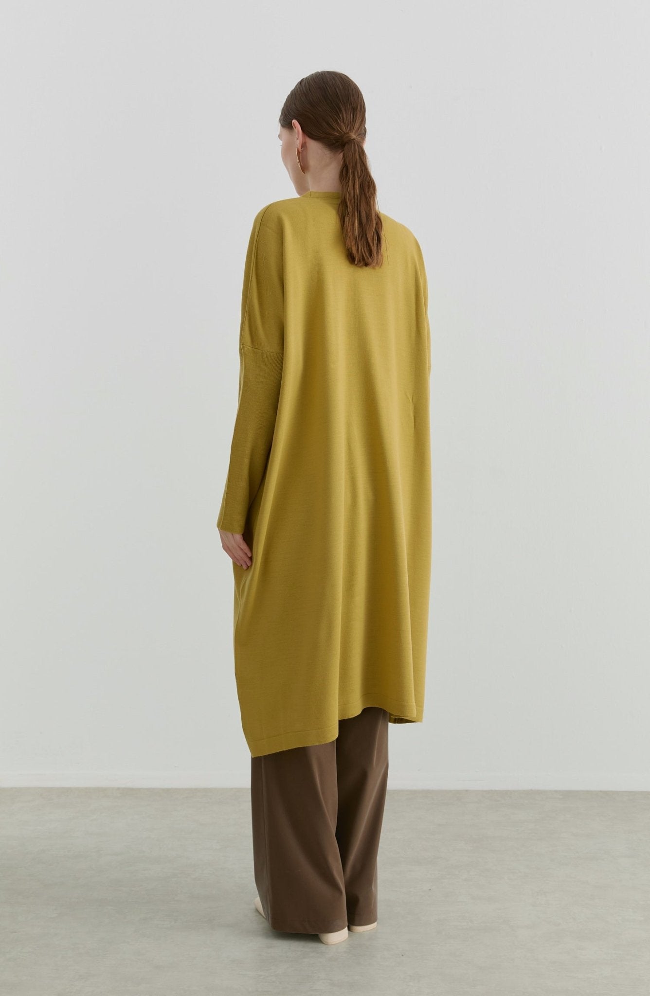 Oversize Maksi Yağ Yeşili Triko Tunik - Fatma Atasoy