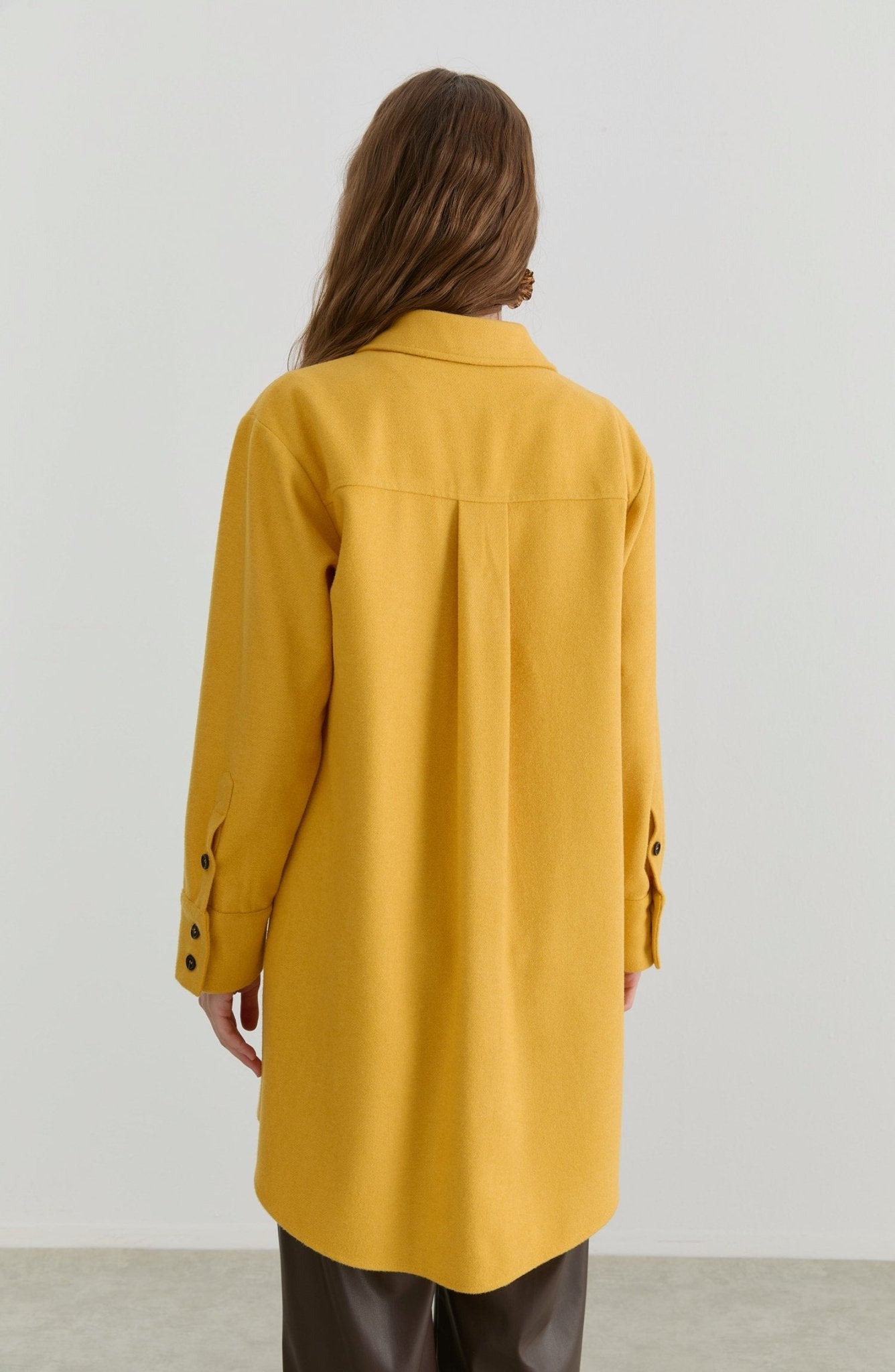 Oversize Sarı Kaşe Gömlek Ceket - Fatma Atasoy