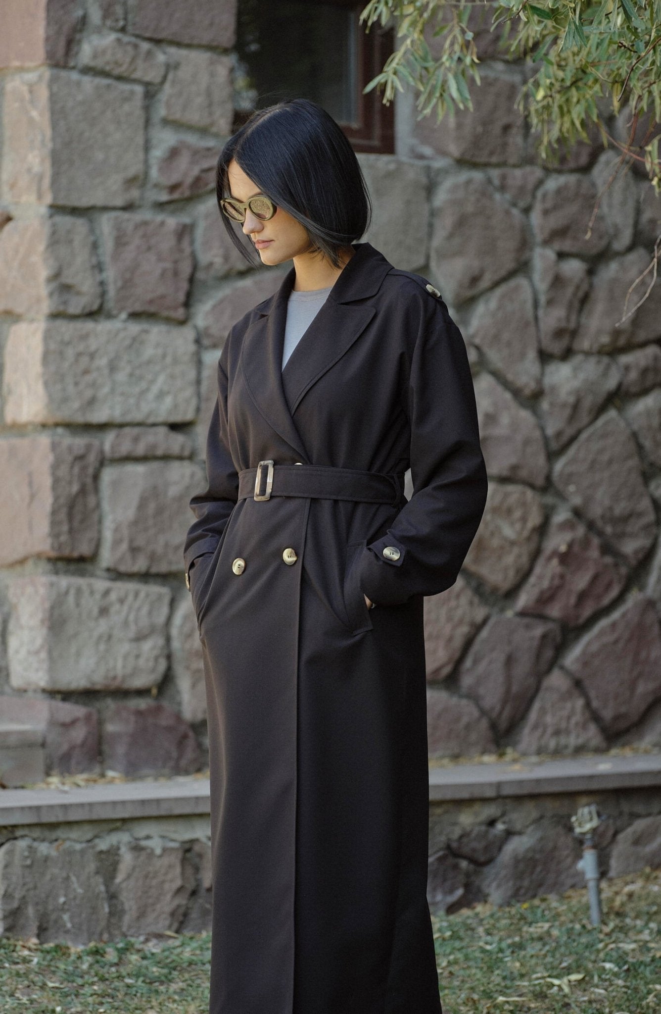 Oversize Siyah Maksi Trençkot - Fatma Atasoy