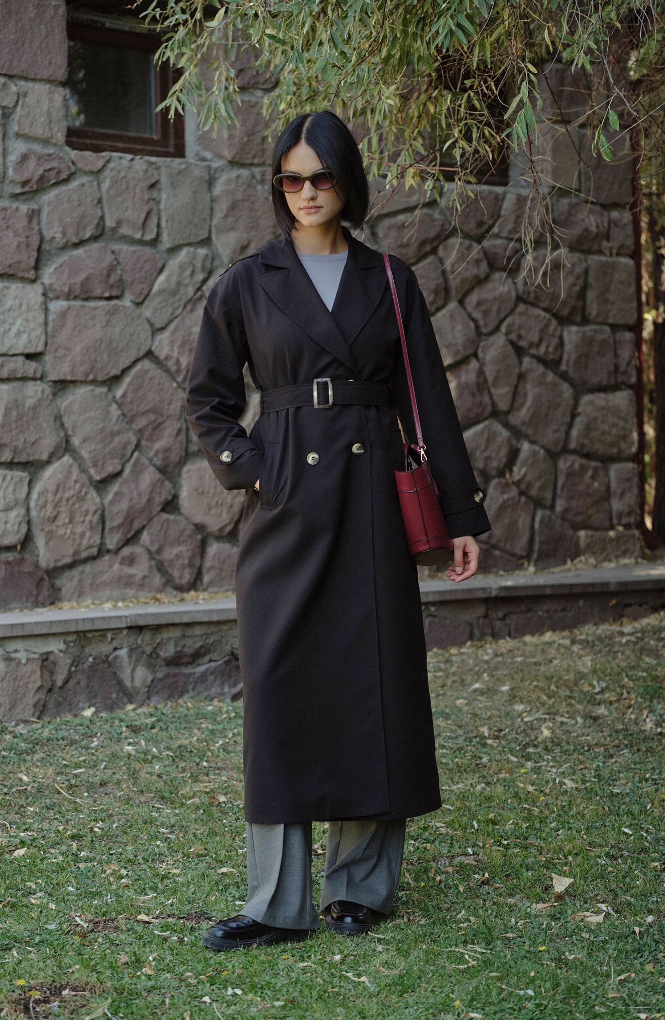 Oversize Siyah Maksi Trençkot - Fatma Atasoy