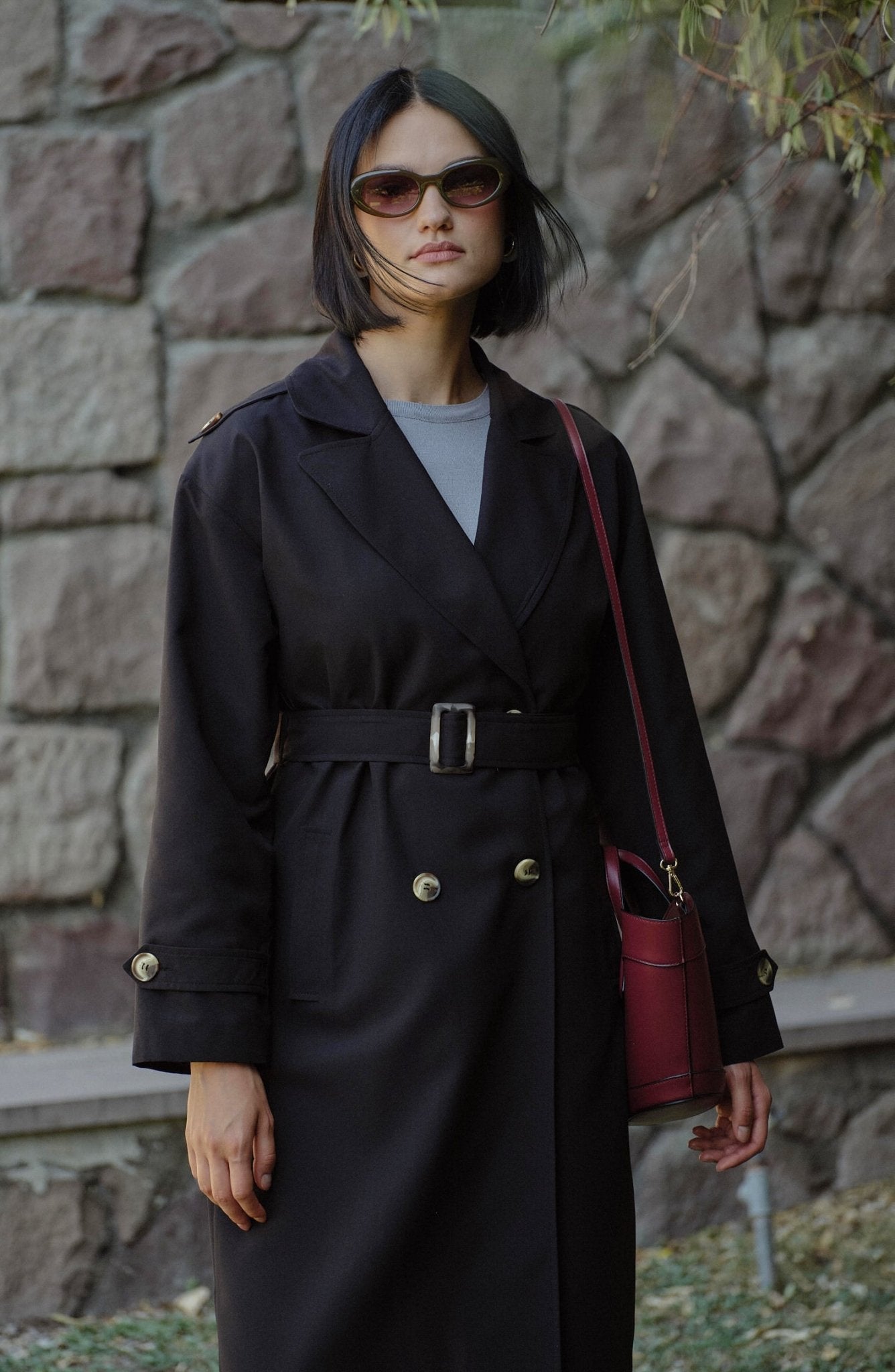 Oversize Siyah Maksi Trençkot - Fatma Atasoy