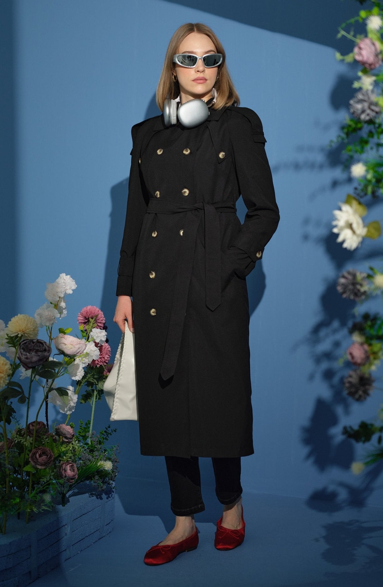 Oversize Siyah Trençkot - Fatma Atasoy