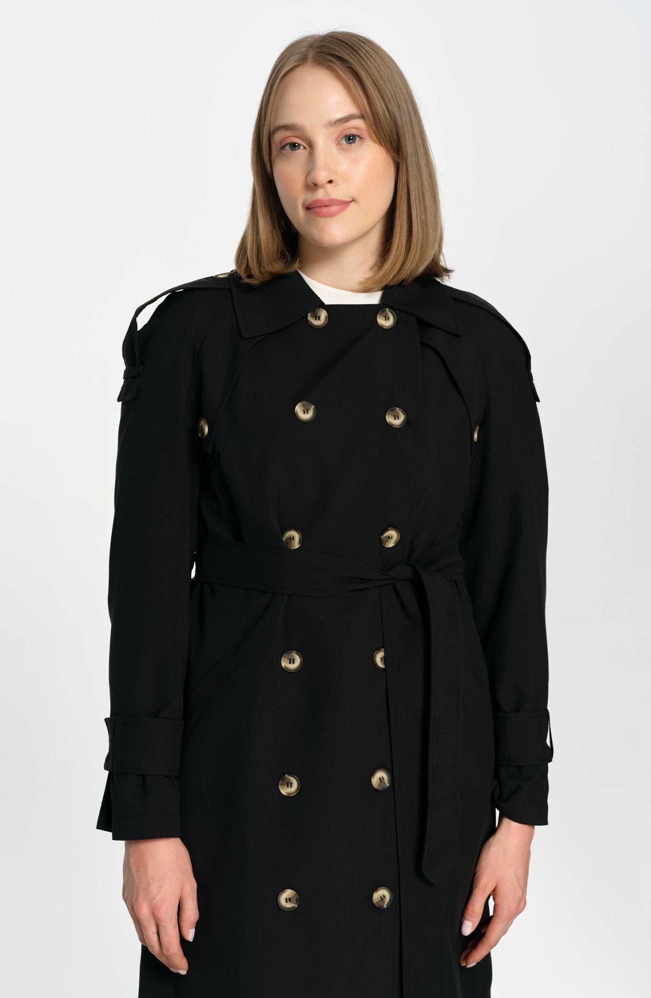 Oversize Siyah Trençkot - Fatma Atasoy