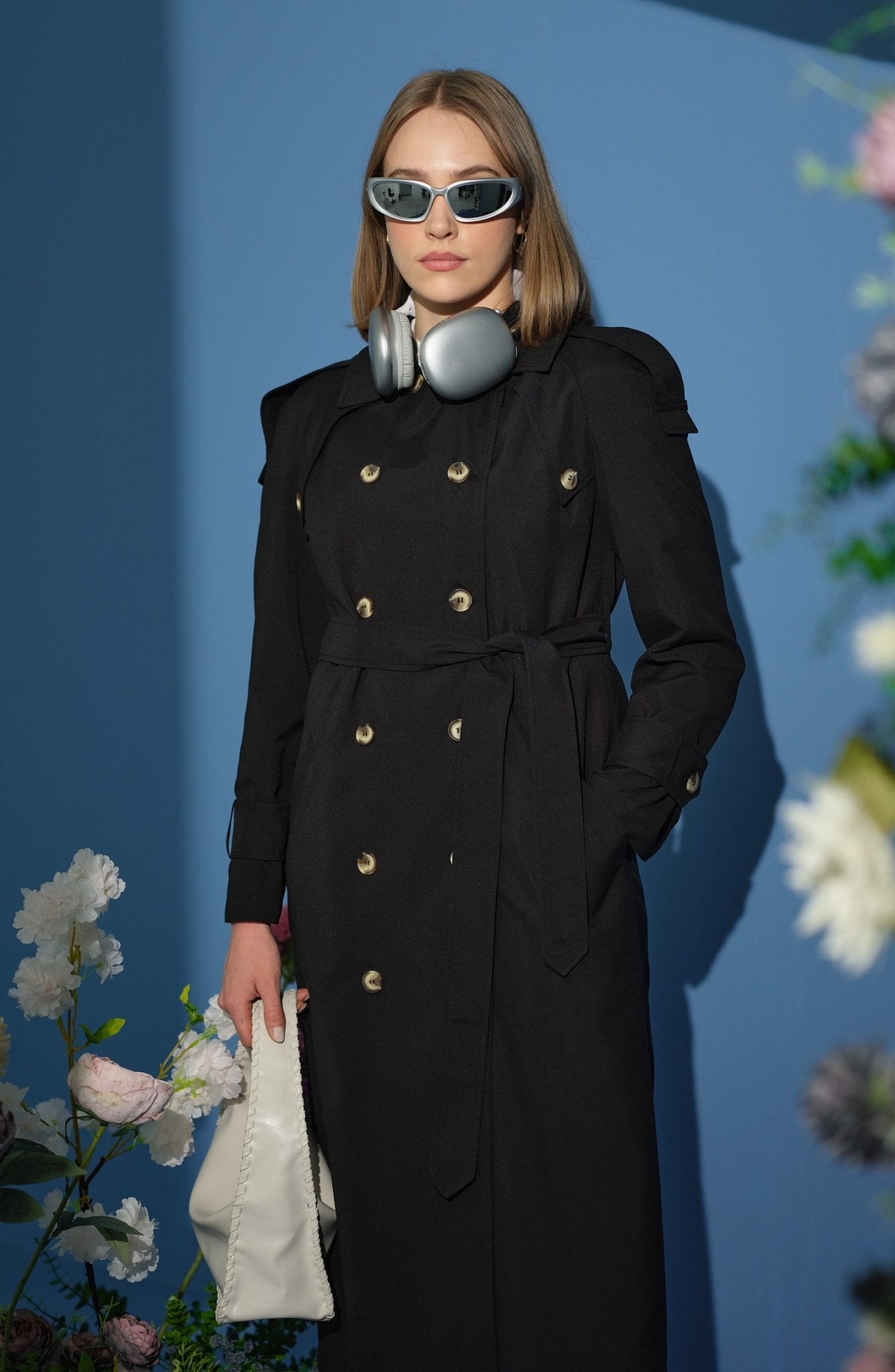 Oversize Siyah Trençkot - Fatma Atasoy