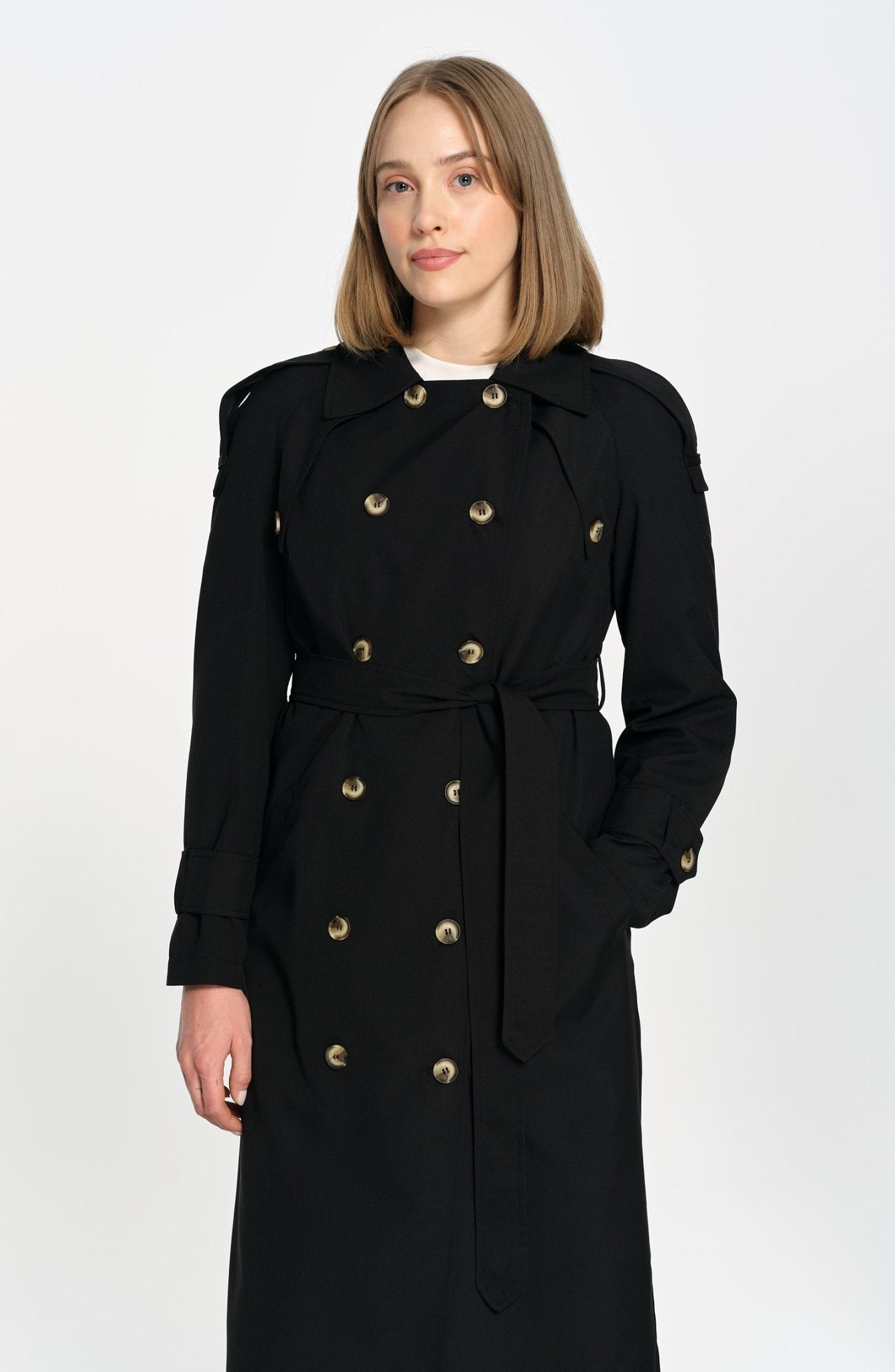 Oversize Siyah Trençkot - Fatma Atasoy