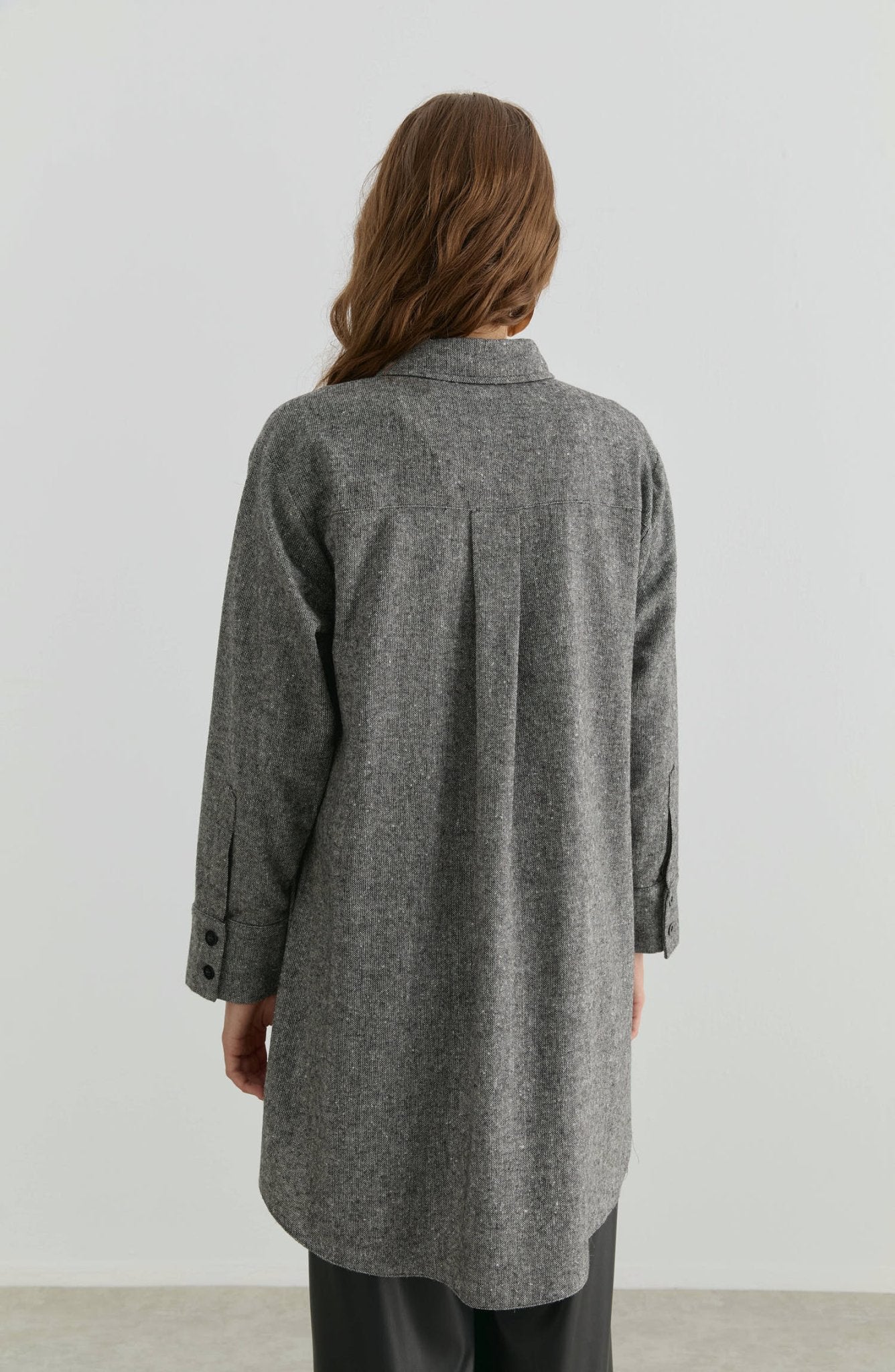 Oversize Siyah Tüvit Gömlek Ceket - Fatma Atasoy