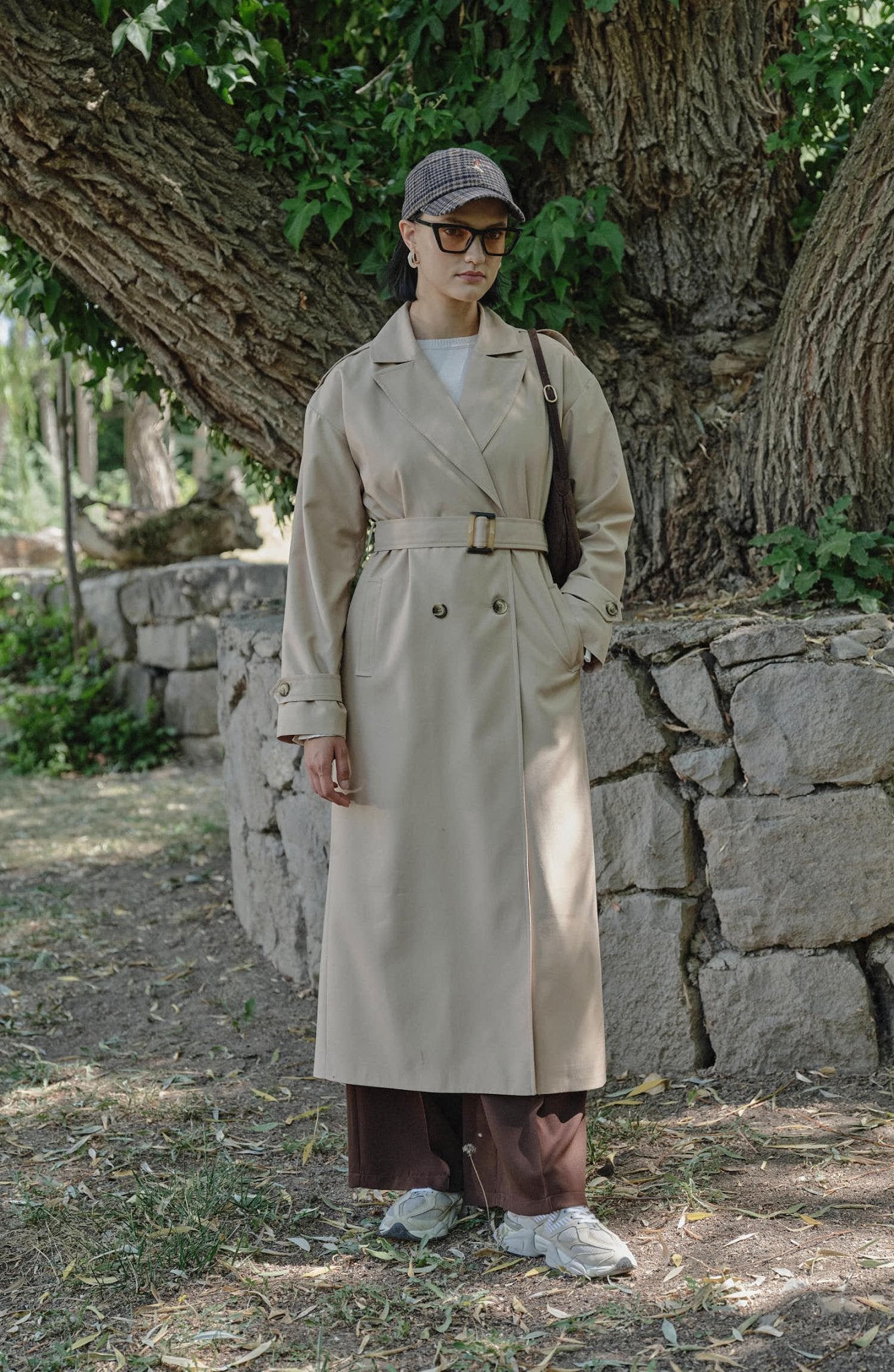 Oversize Sütlü Kahve Maksi Trençkot - Fatma Atasoy