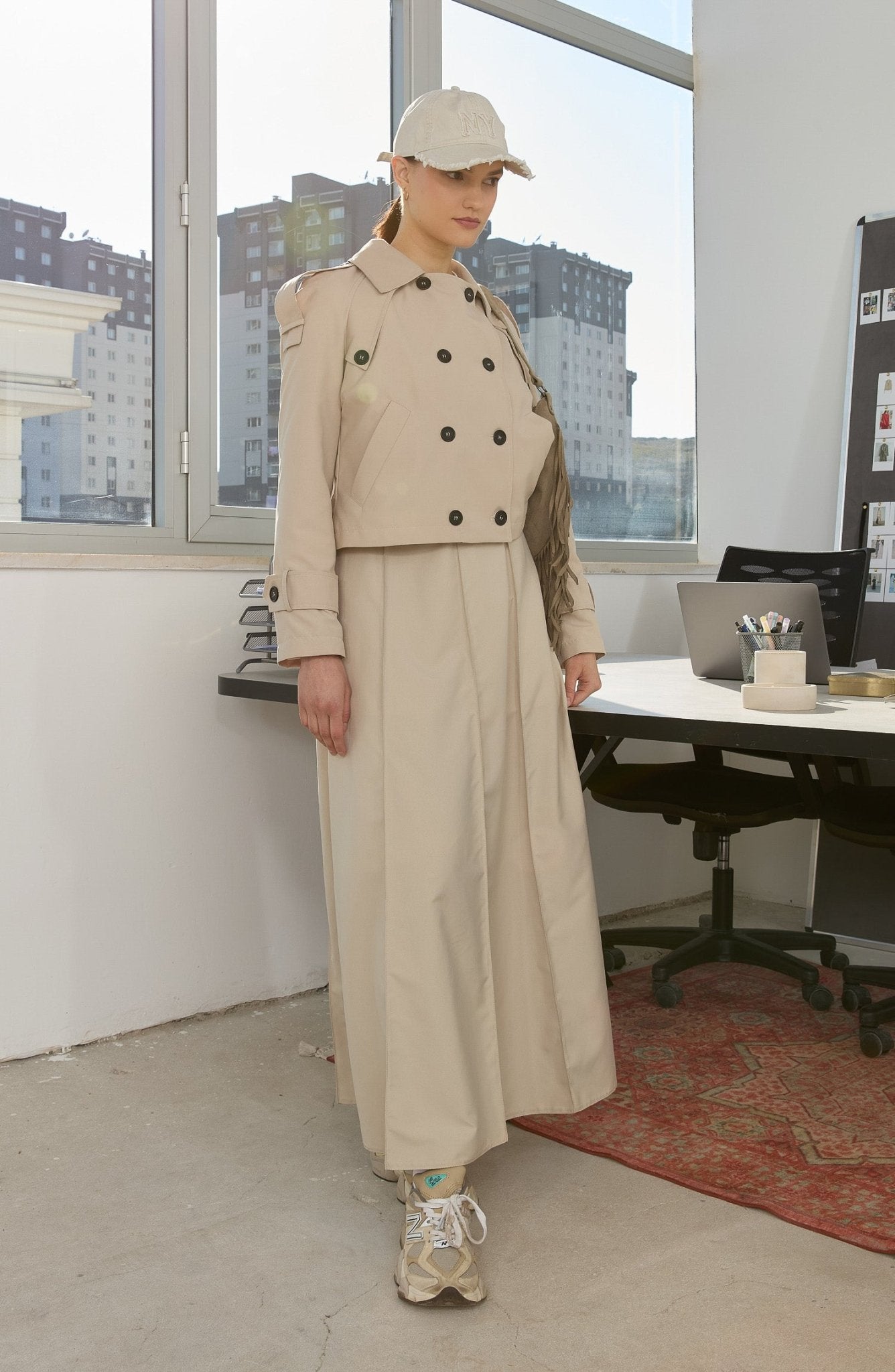 Oversize Taş Kısa Trençkot - Fatma Atasoy
