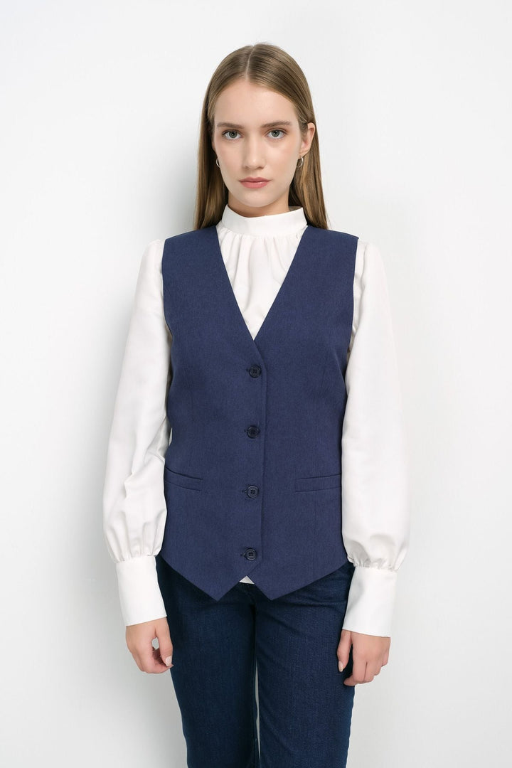 Palazzo Tek Lacivert Yelek - Fatma Atasoy