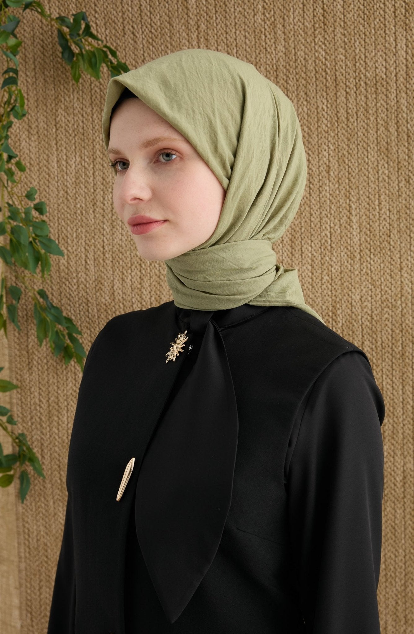 Pamuk Soft Haki Aerobin Eşarp - Fatma Atasoy