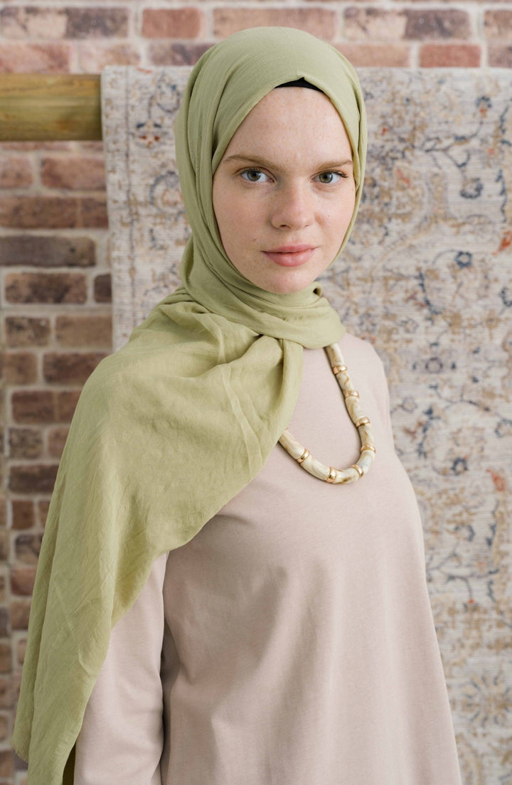 Pamuk Vual Mint Şal - Fatma Atasoy