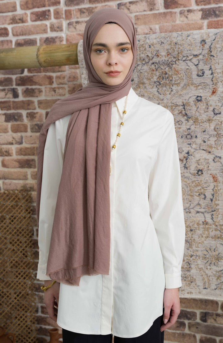 Pamuk Vual Sütlü Kahve Şal - Fatma Atasoy