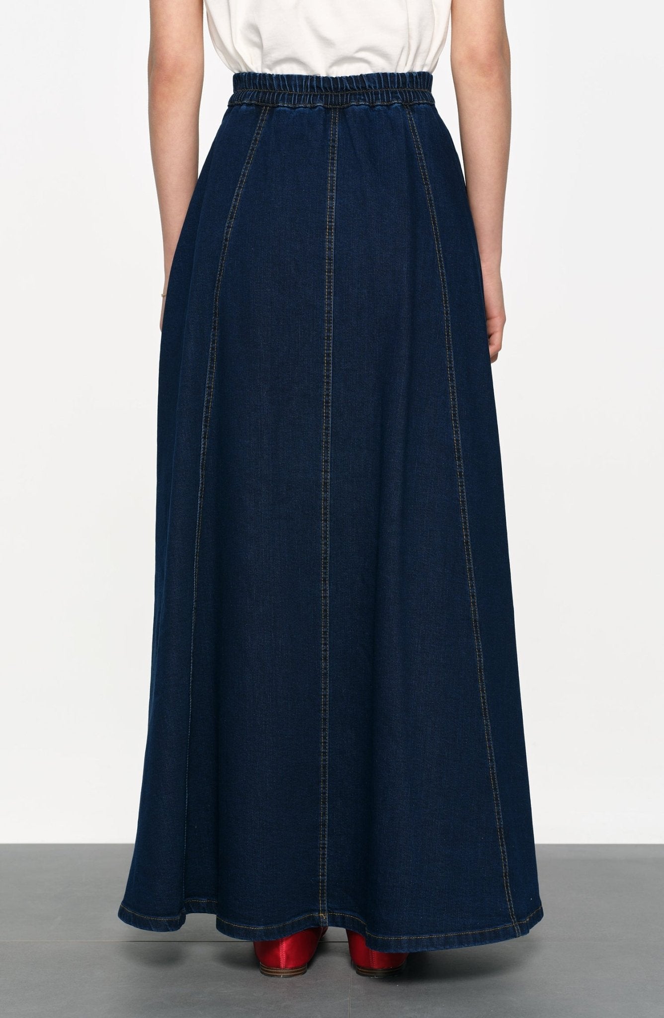 Parçalı Denim Lacivert Etek - Fatma Atasoy