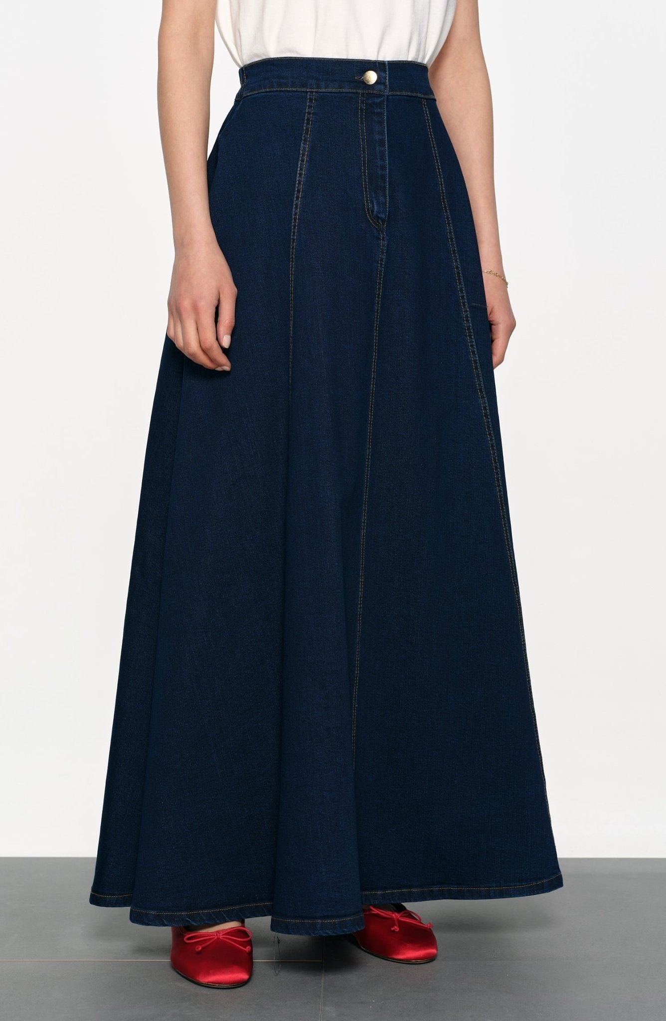 Parçalı Denim Lacivert Etek - Fatma Atasoy