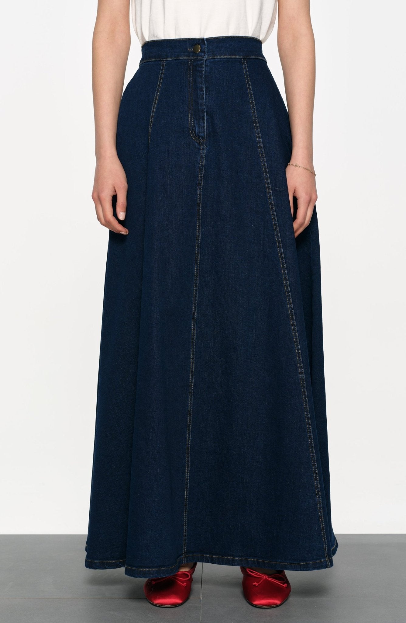 Parçalı Denim Lacivert Etek - Fatma Atasoy